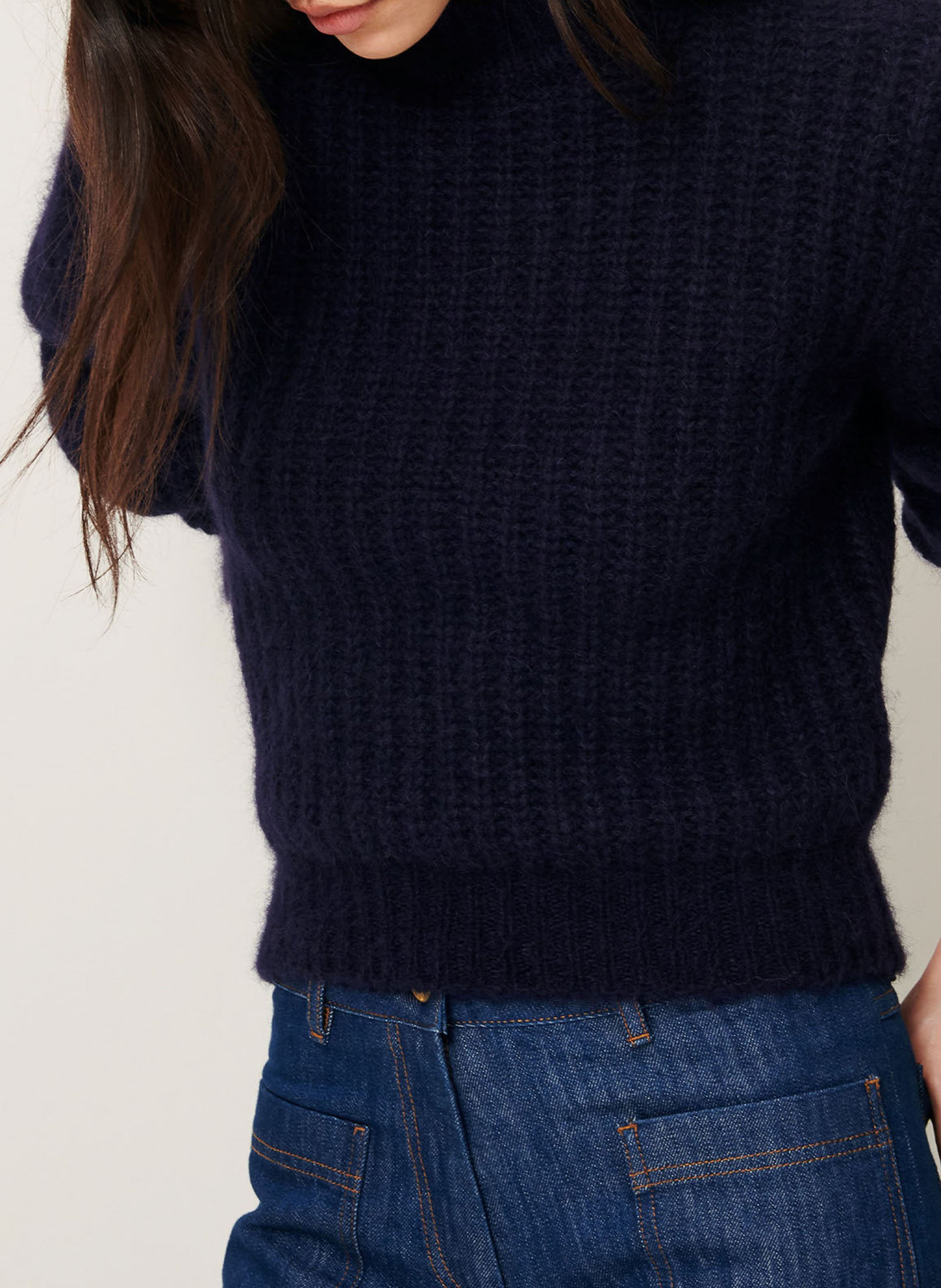 Pull droit col montant  SESSUN Bleu