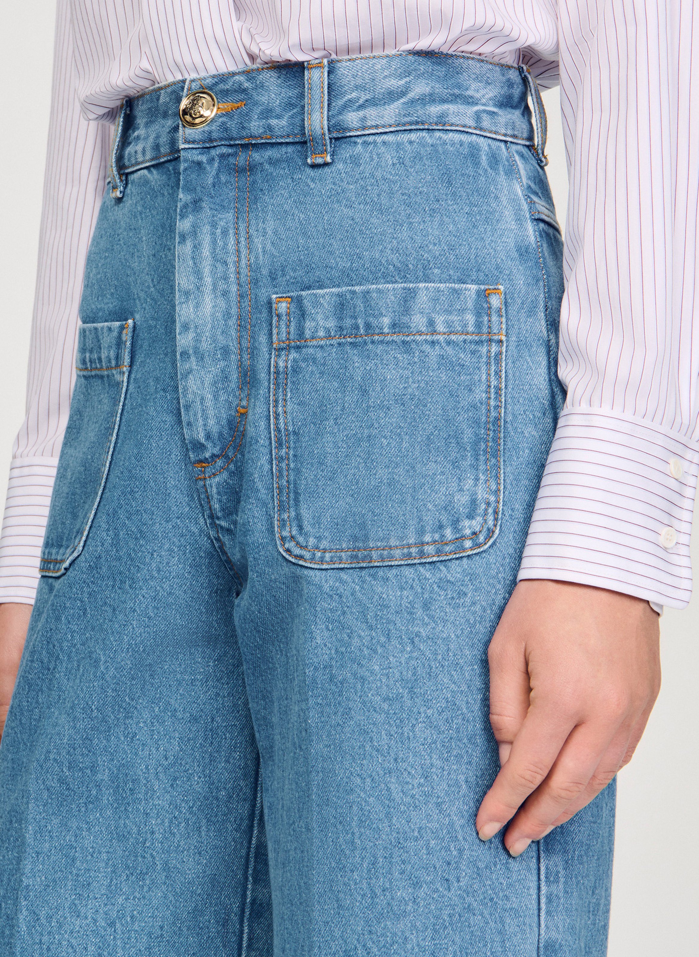 Jean large en coton SANDRO Bleu