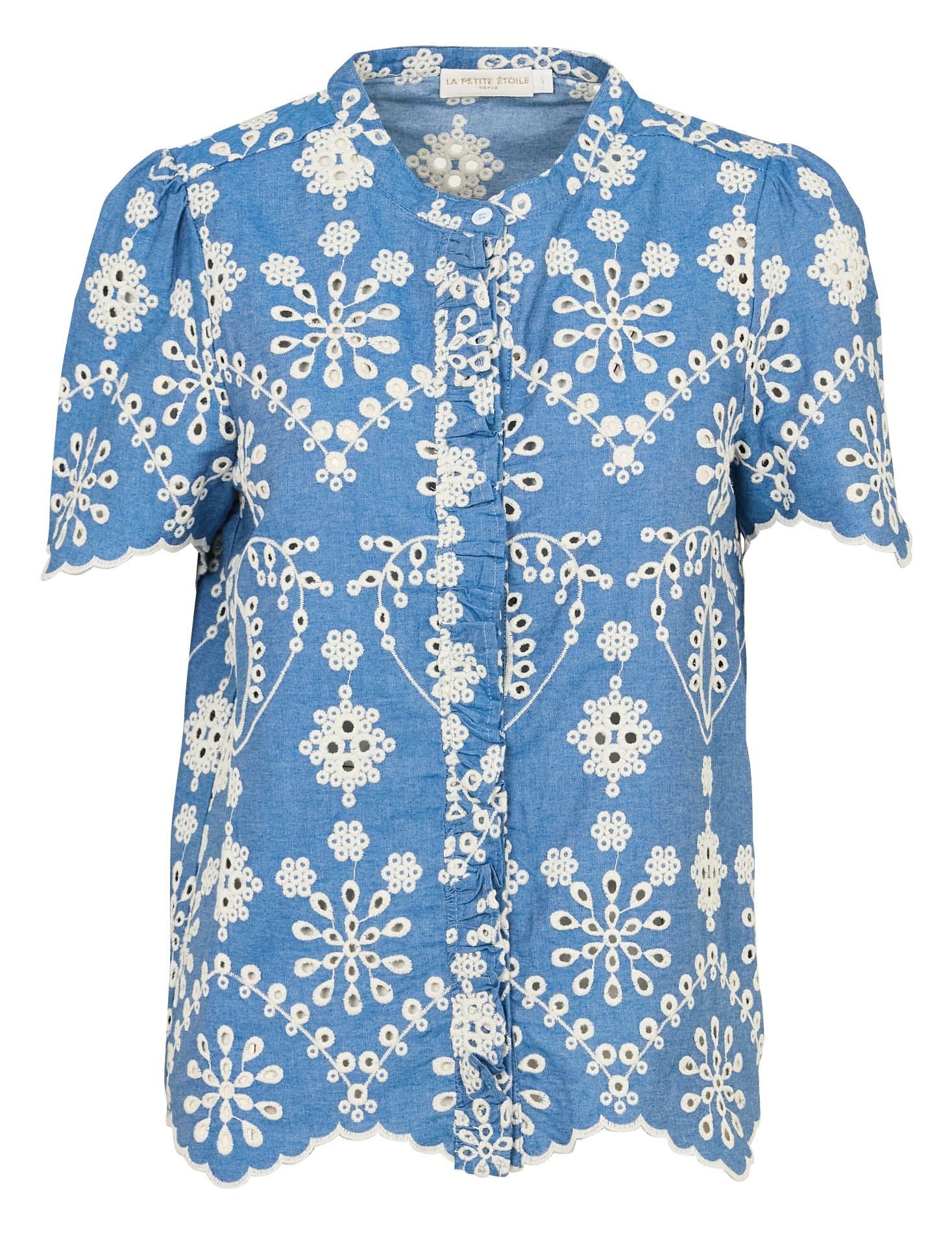 Chemise droite col rond en coton LA PETITE ETOILE Bleu