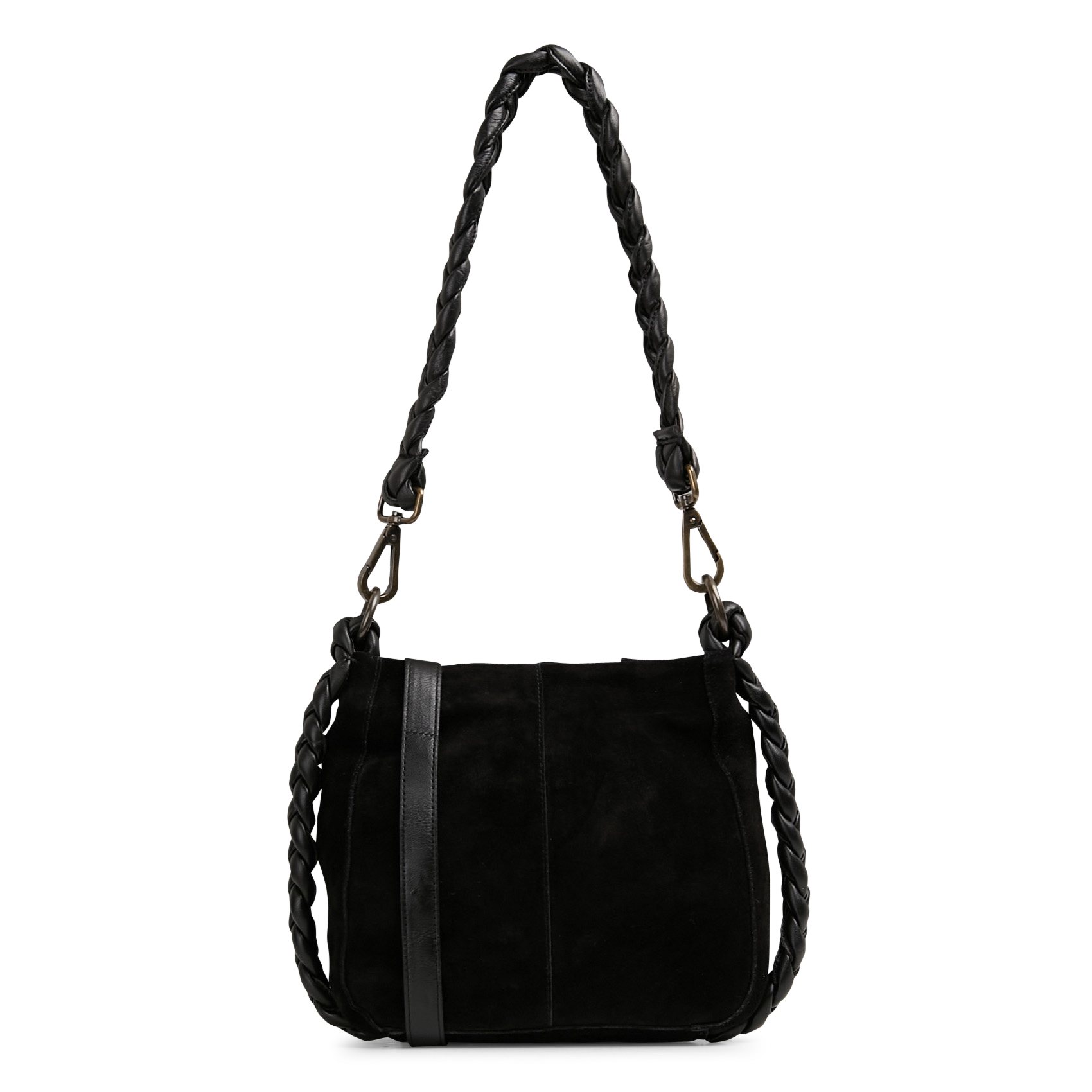 Crossbody bag with braided suede detail PIECES Black