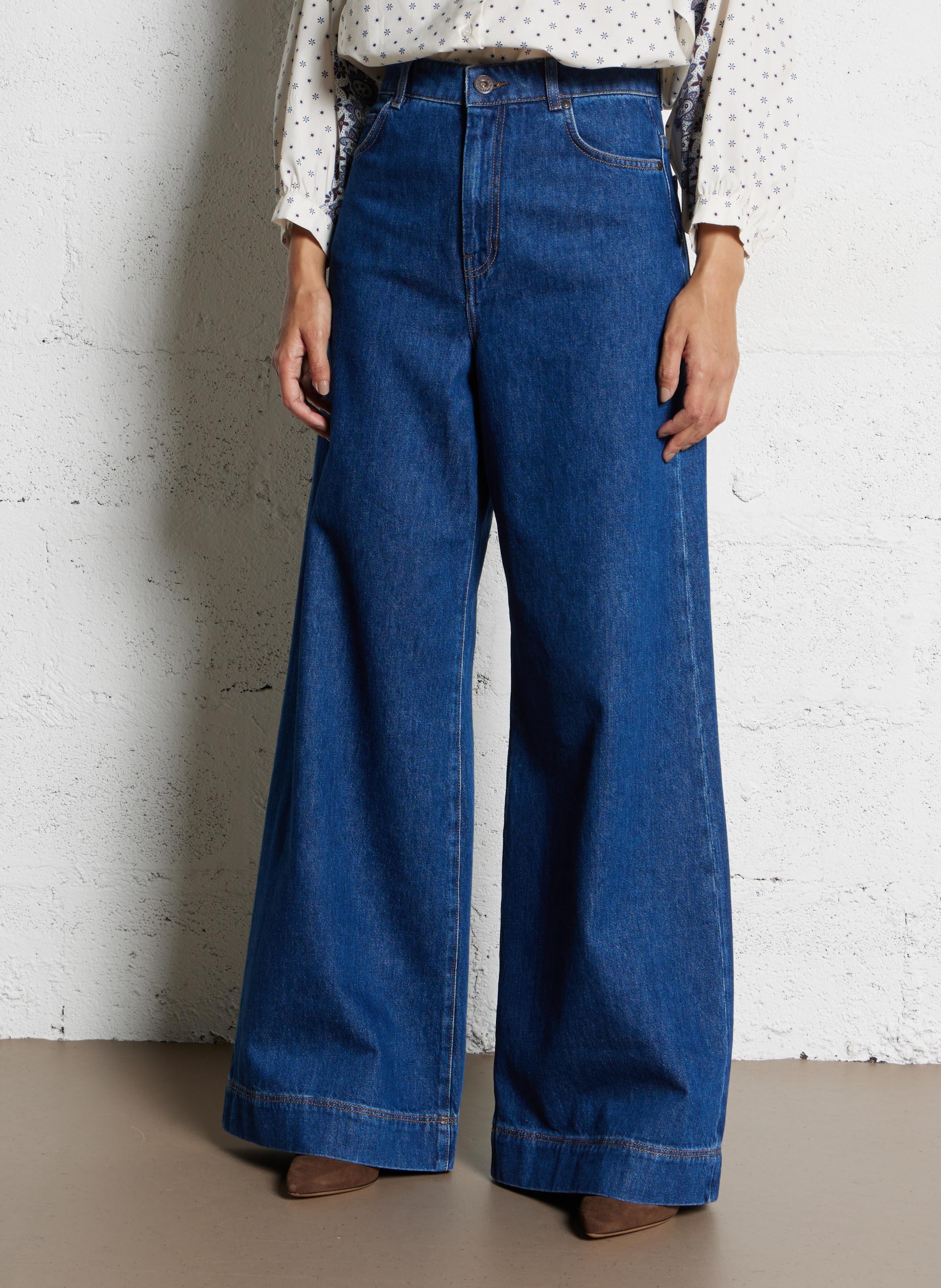 Jean flare taille haute en coton MAX MARA WEEK END Bleu