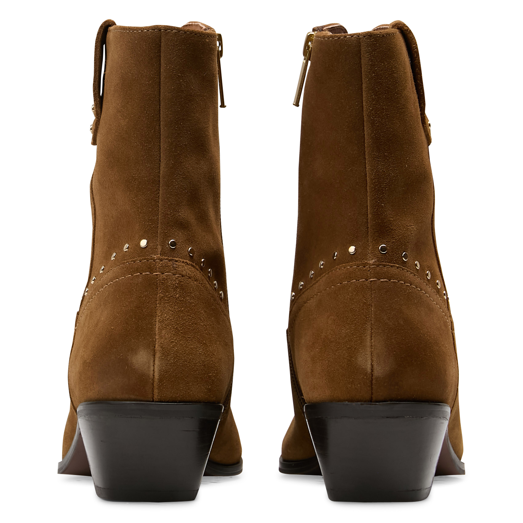 Boots western cloutées en cuir velours BOCAGE Marron
