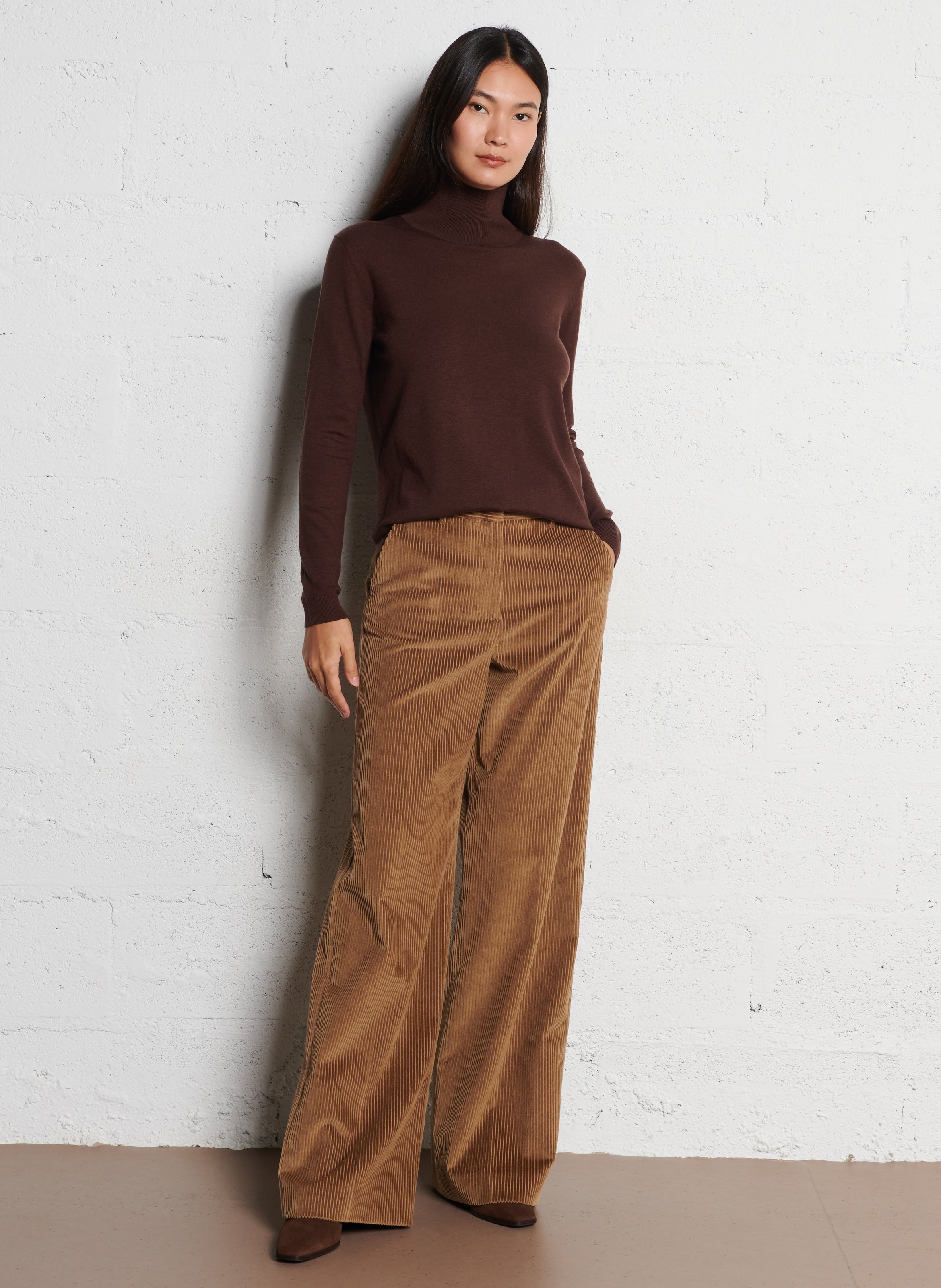 Pull droit col montant MAX MARA WEEK END Marron