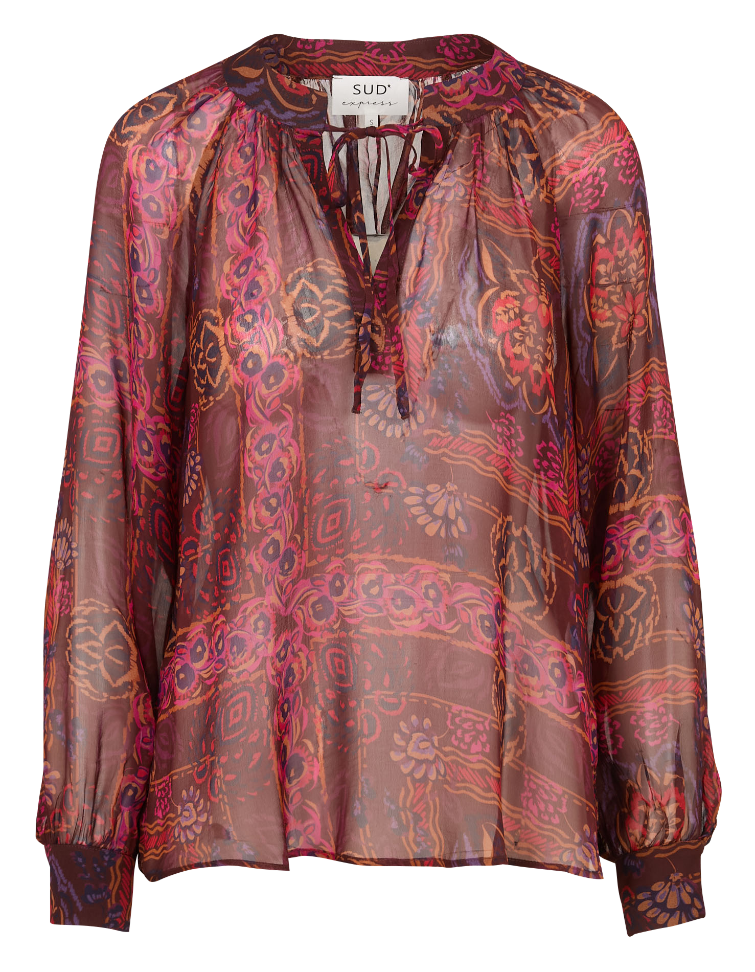 Blouse fluide transparente à motifs SUD EXPRESS Rouge
