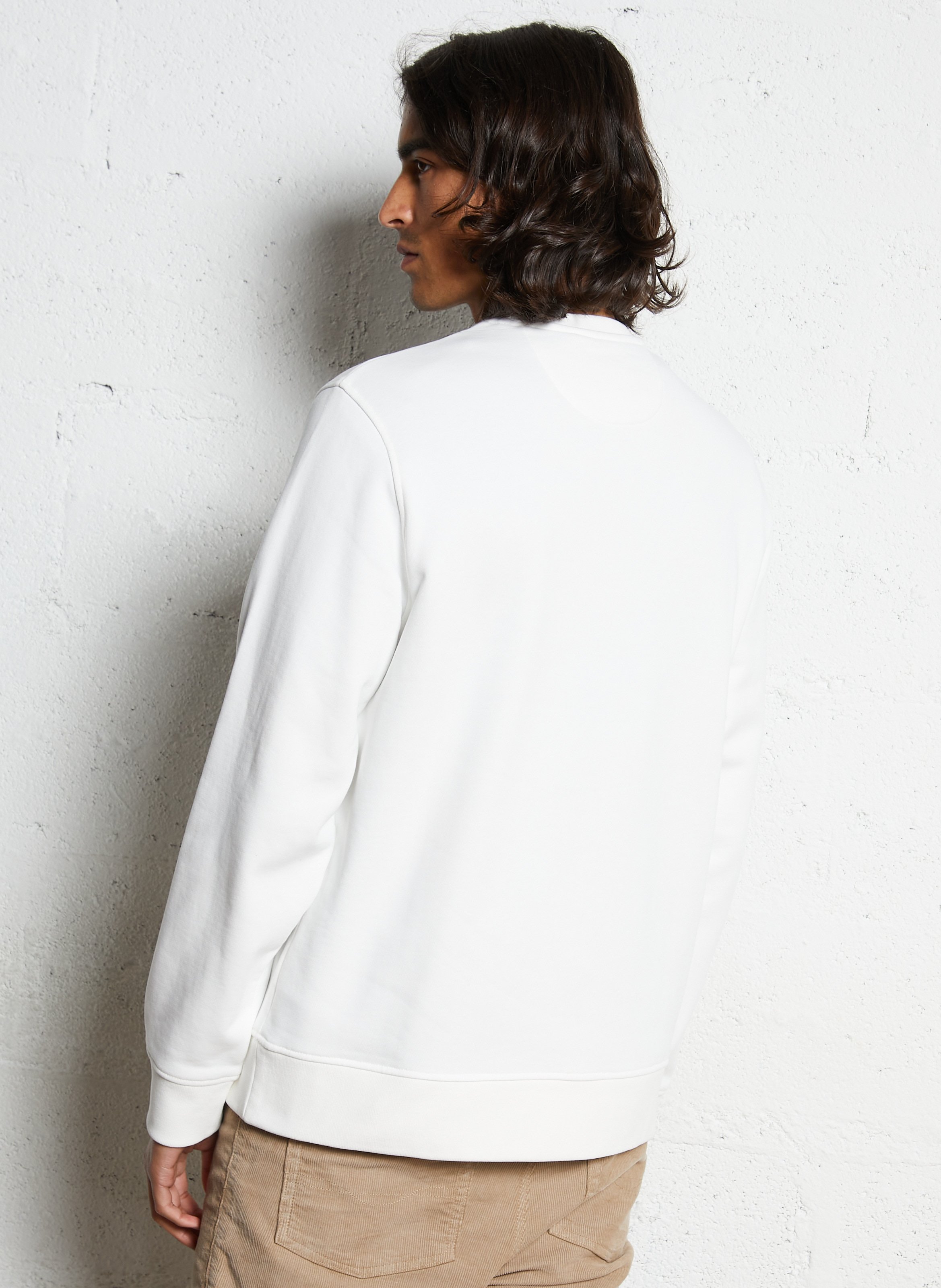 Sweat droit col rond brodé en coton EDEN PARK Beige