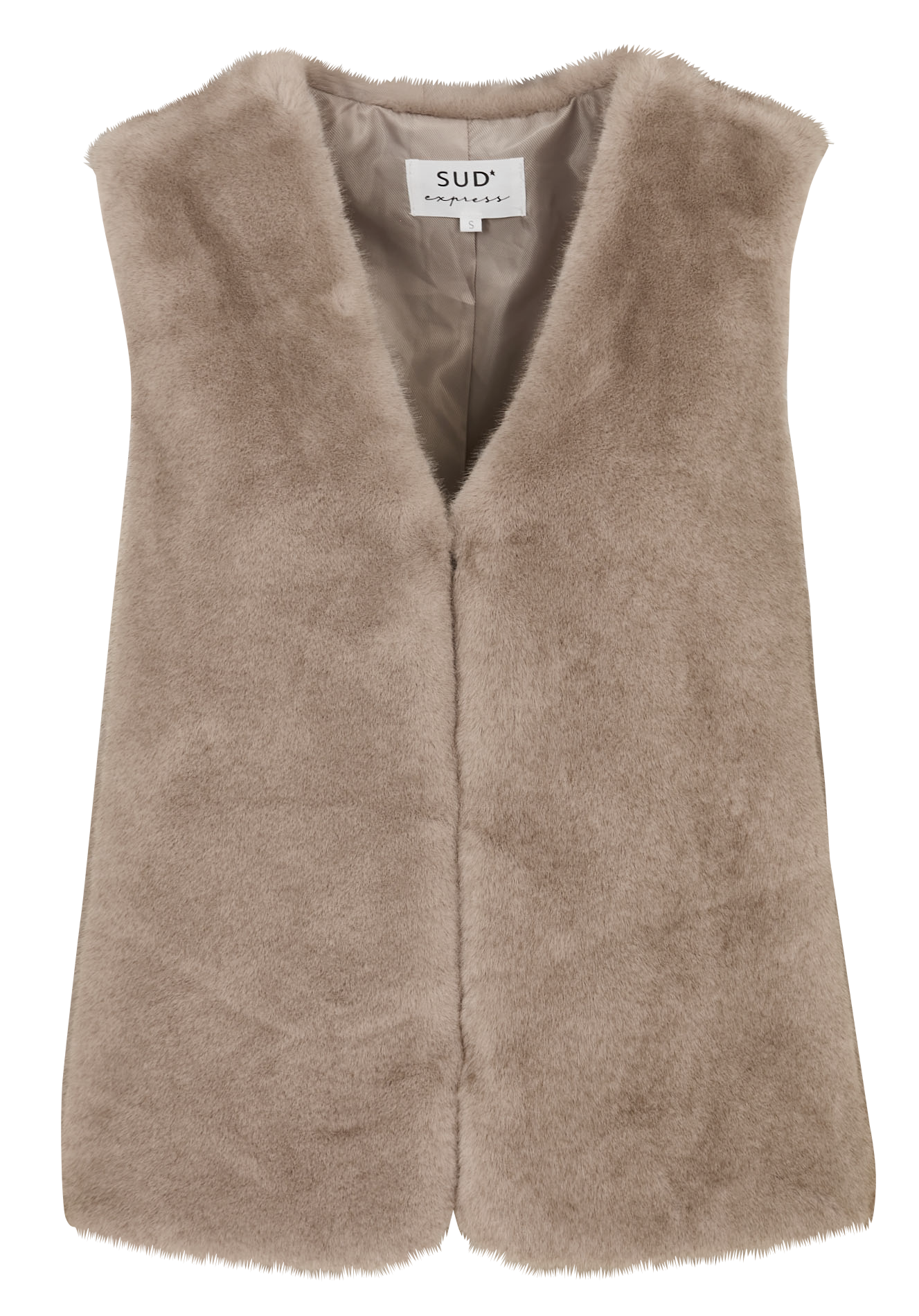 Veste col V effet fourrure  SUD EXPRESS Marron