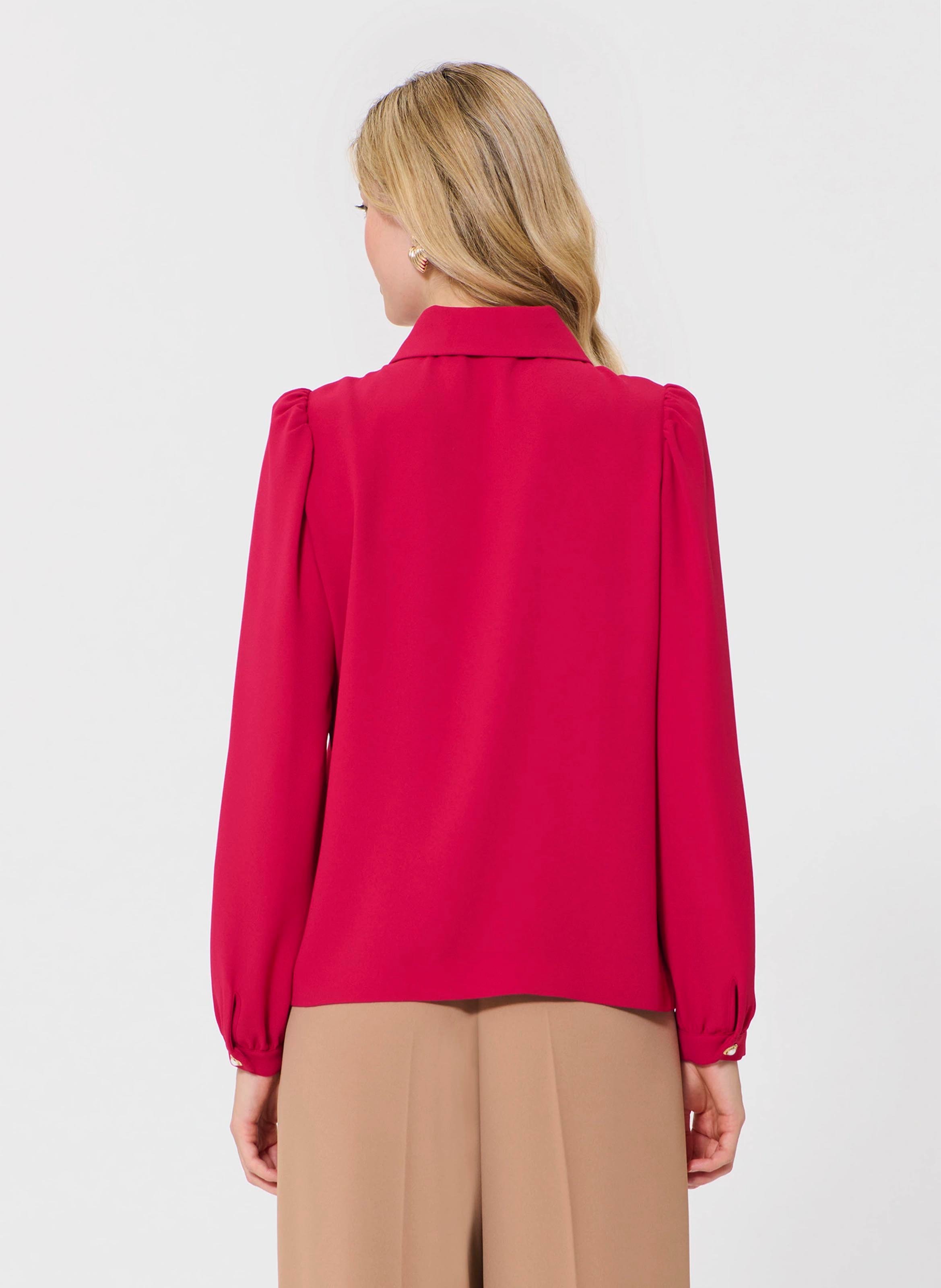 Blusa con colletto in pelle TARA JARMON Rosso