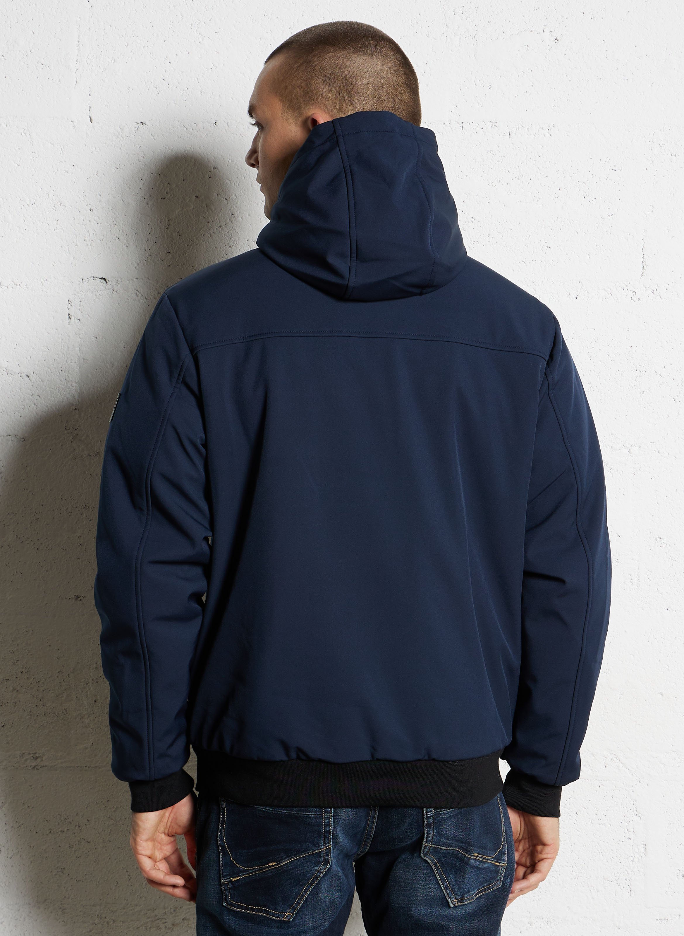 Giacca diritta monocolore con cappuccio LE TEMPS DES CERISES Blu