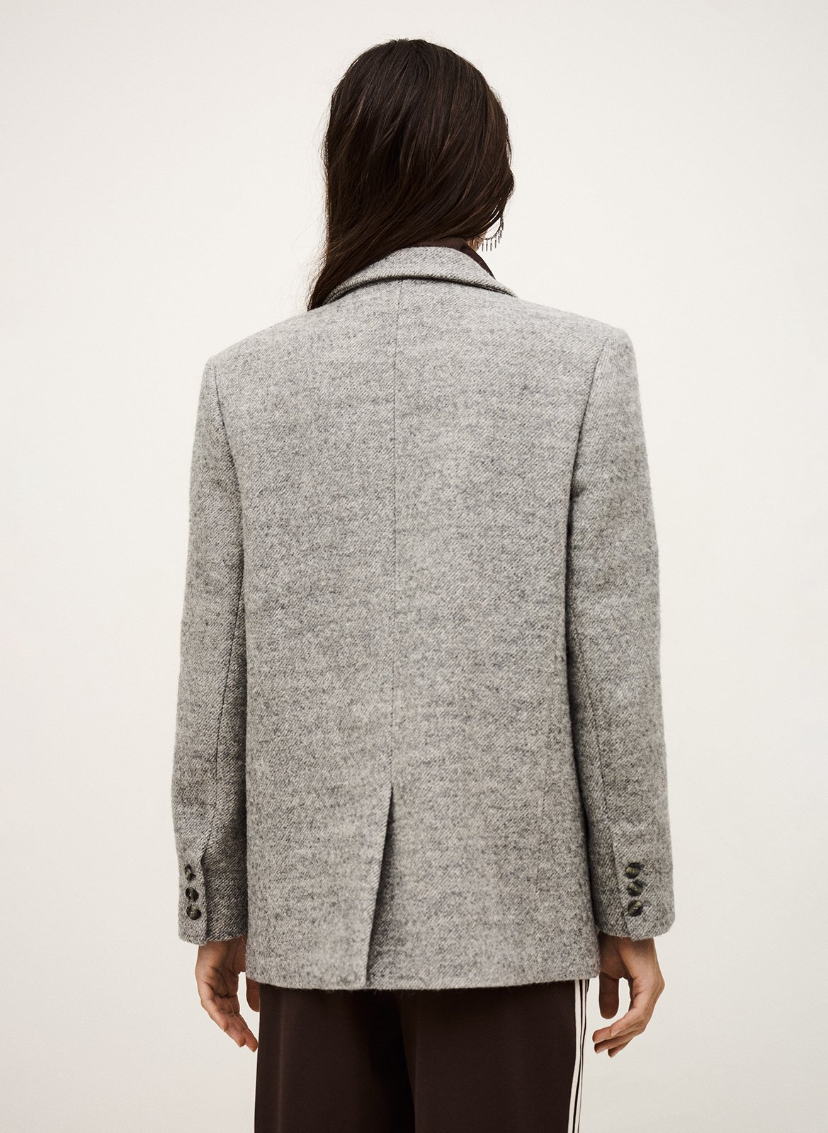 Fitted wool-blend suit collar jacket Black