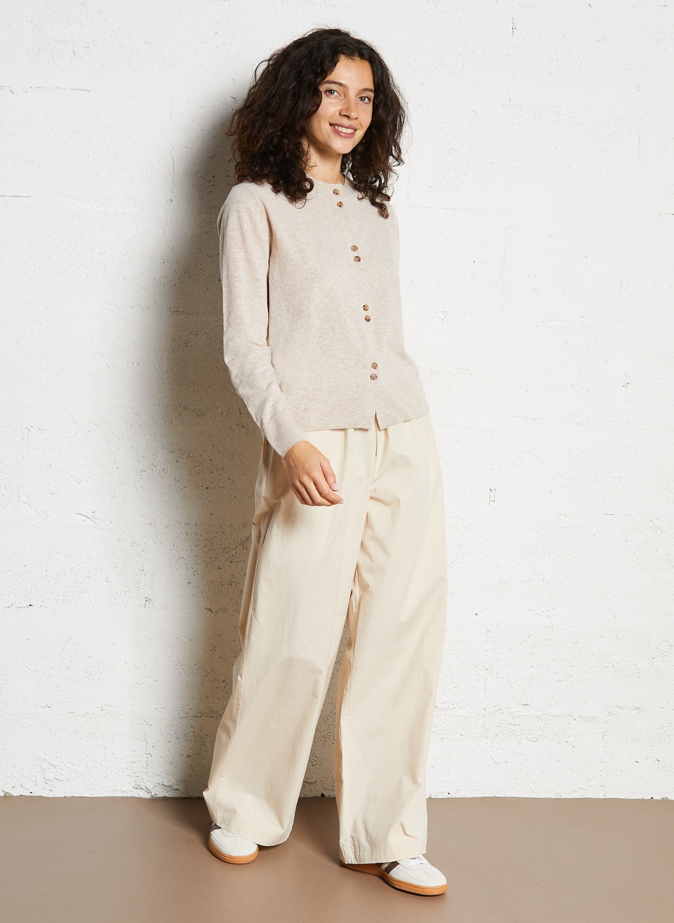 Rechte Mao-kraag vest JC SOPHIE Beige