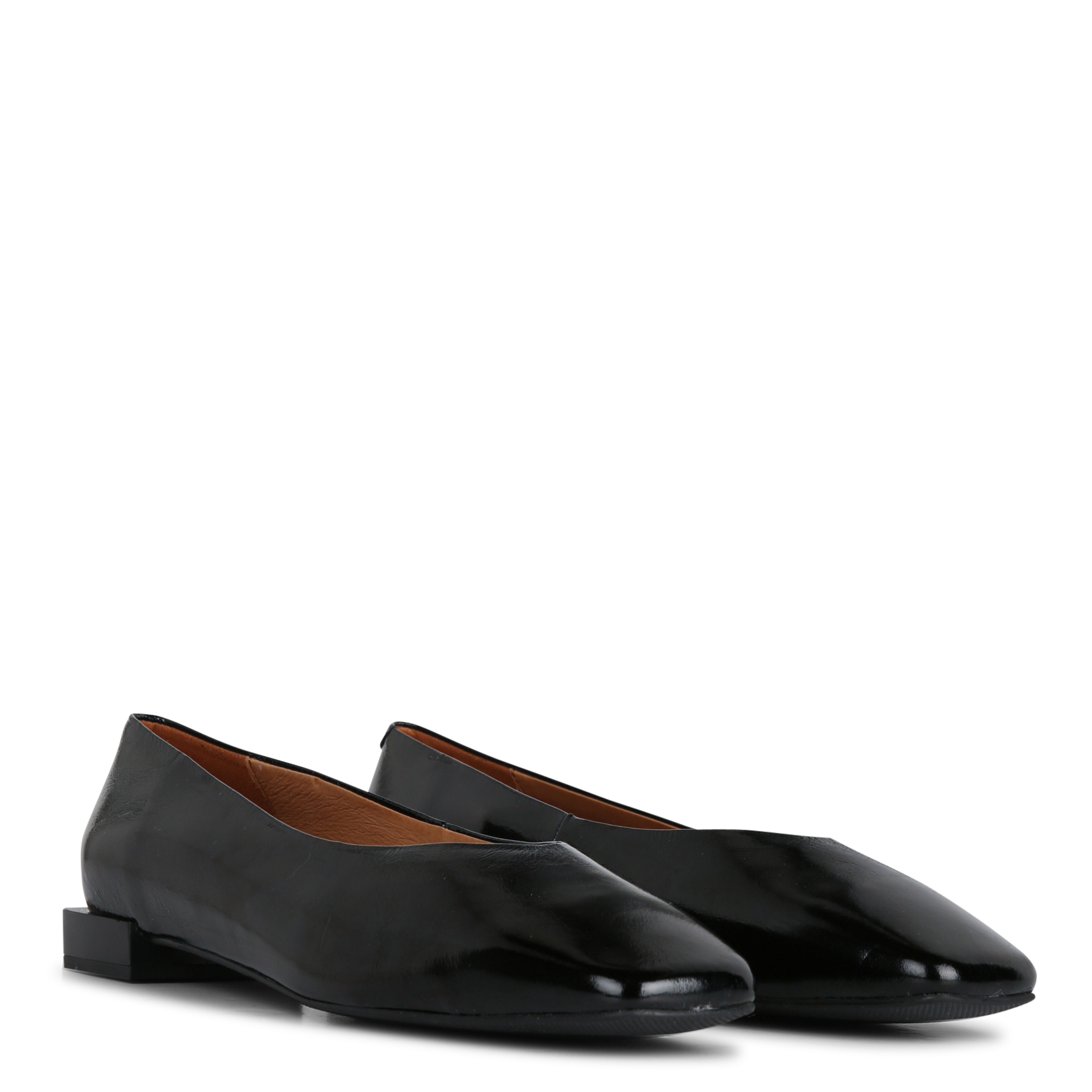 Square-toe patent leather ballet flats ANGEL ALARCON Black