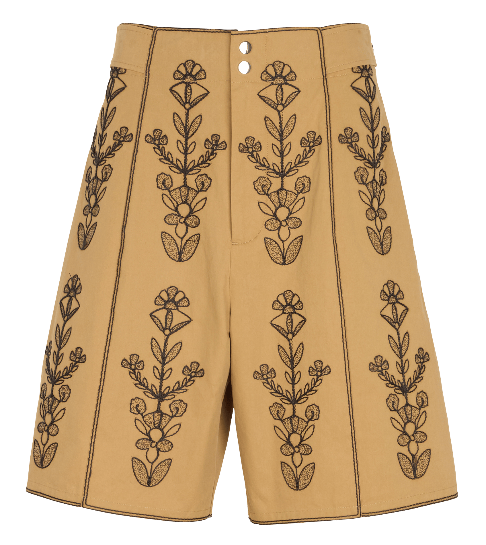 Hoge taille geborduurde bermuda met grote maat ANTIK BATIK Beige