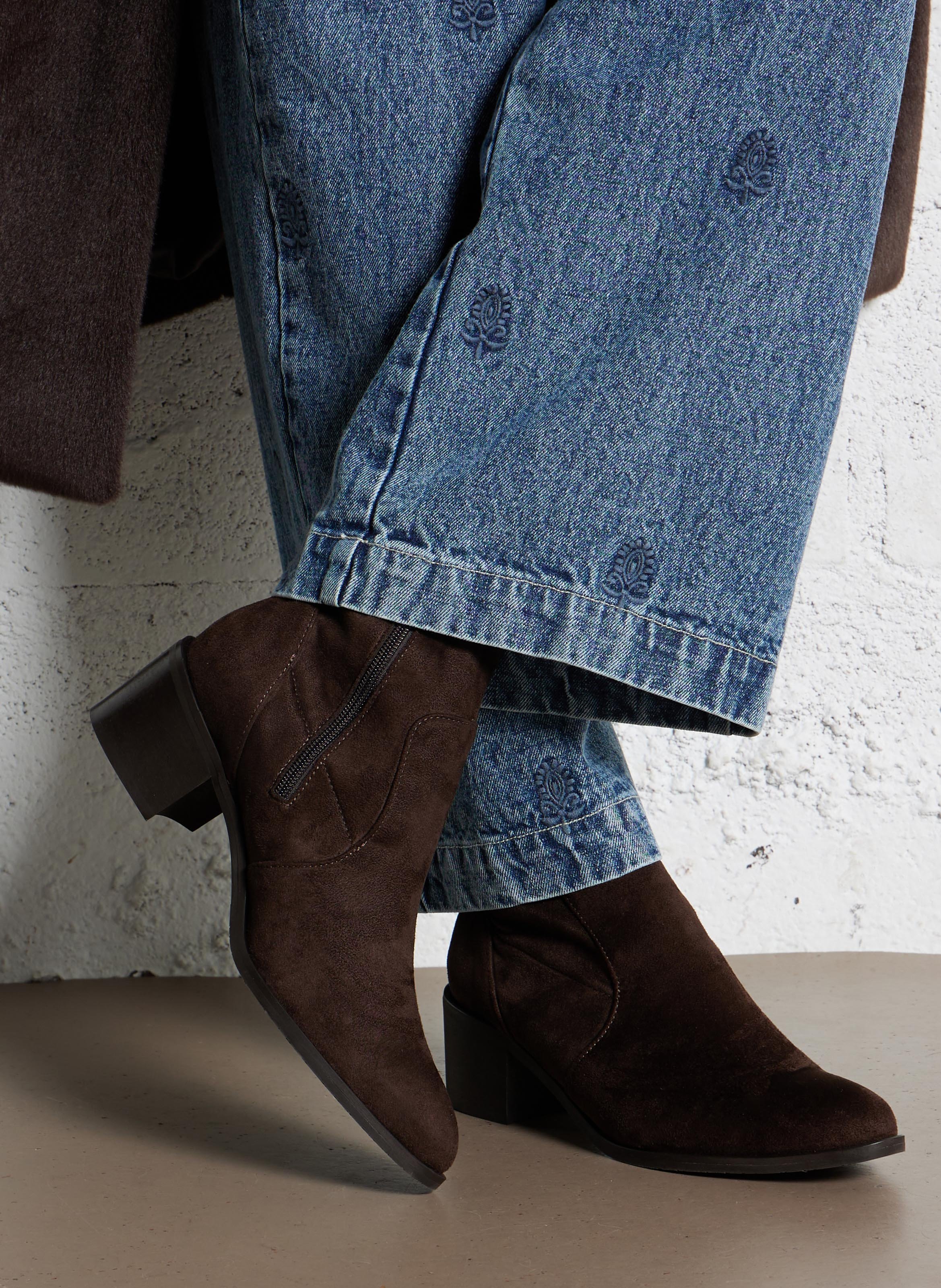 Bottines effet cuir velours JB MARTIN Marron