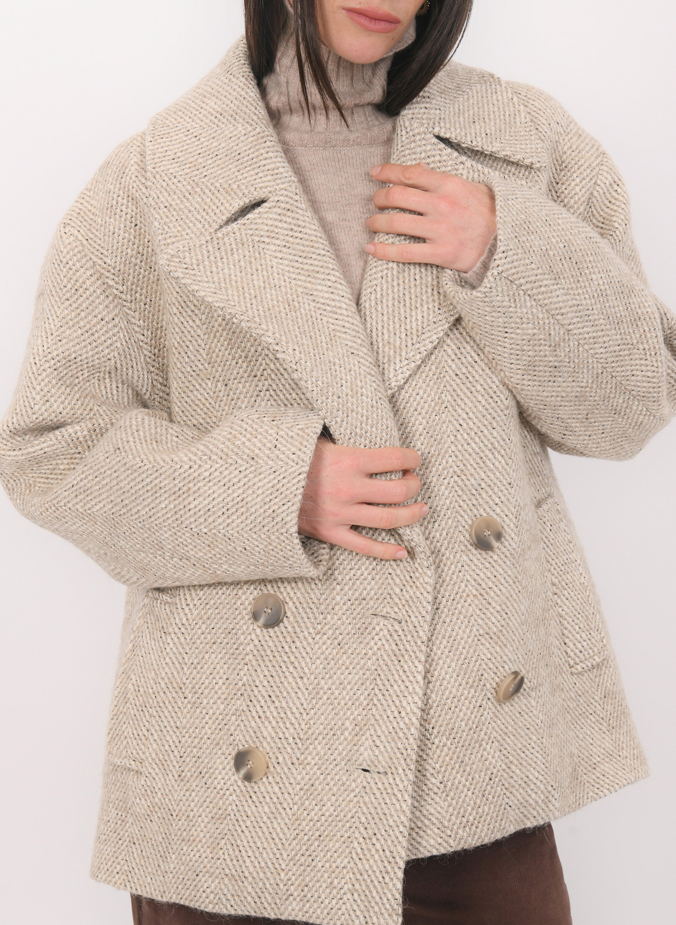 Cabas boutonné en maille chinée KOOKAI Beige