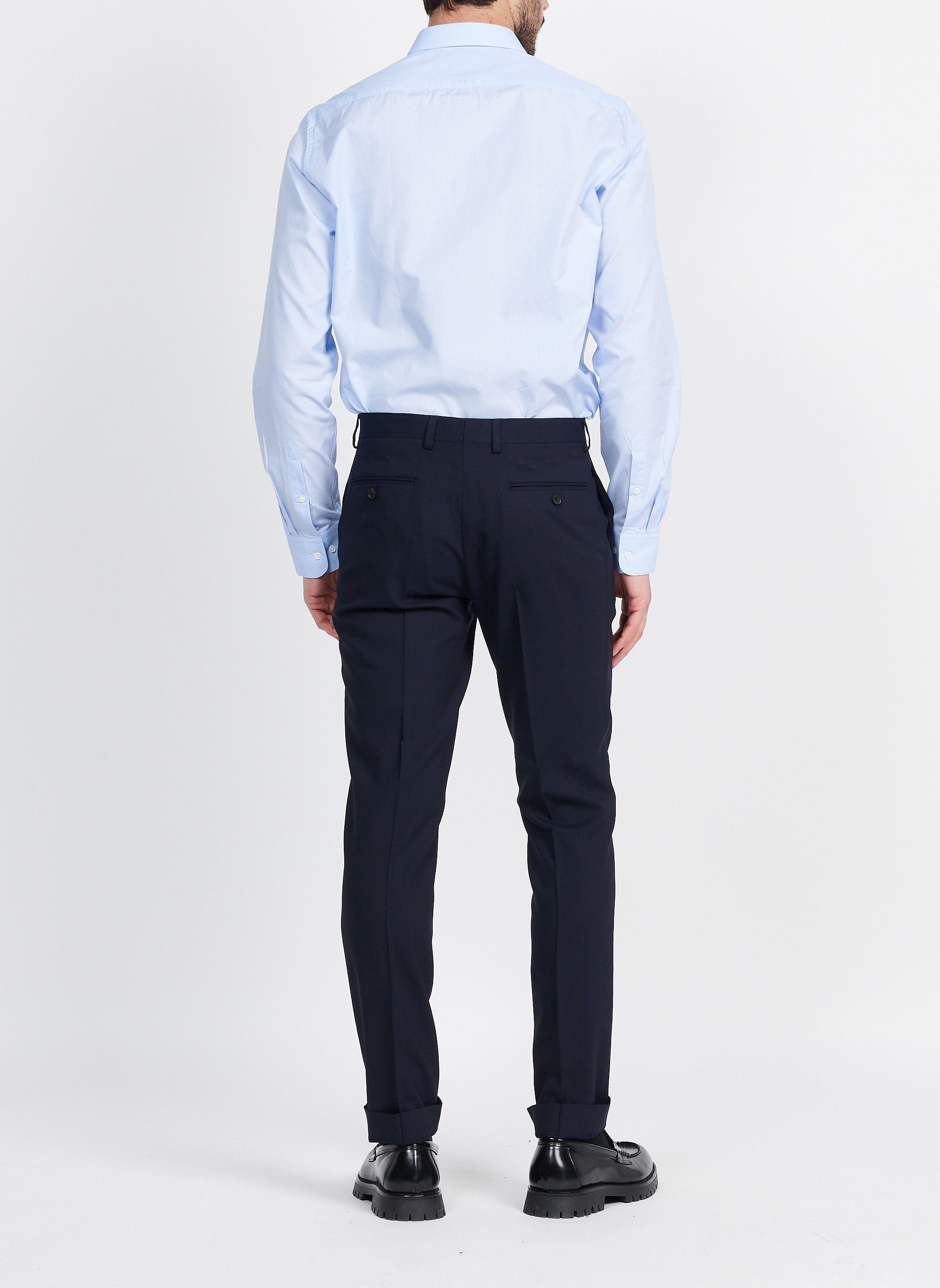 Recht, gestreept overhemd van katoenpopeline ATELIER PRIVE Blauw