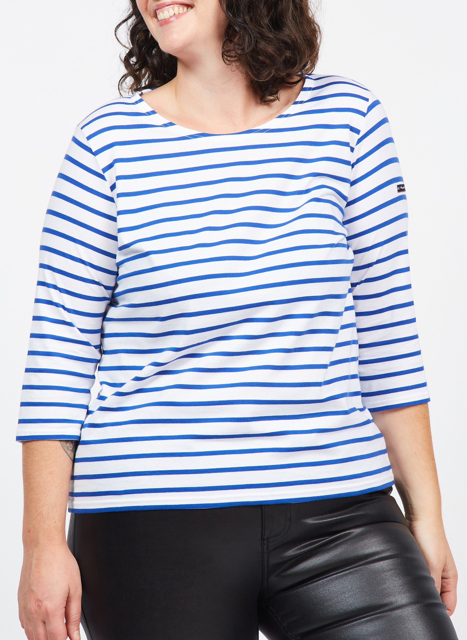 Round-neck light jersey Breton top ARMOR LUX White