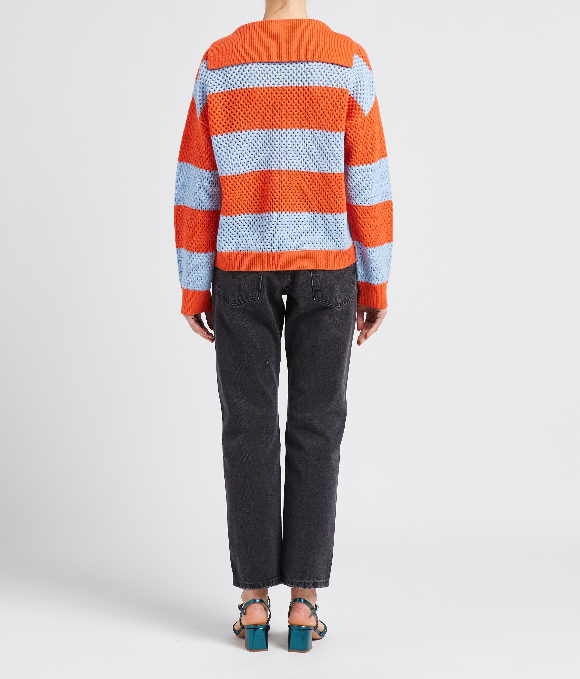 V-neck striped cashmere-blend sweater SONIA RYKIEL Orange