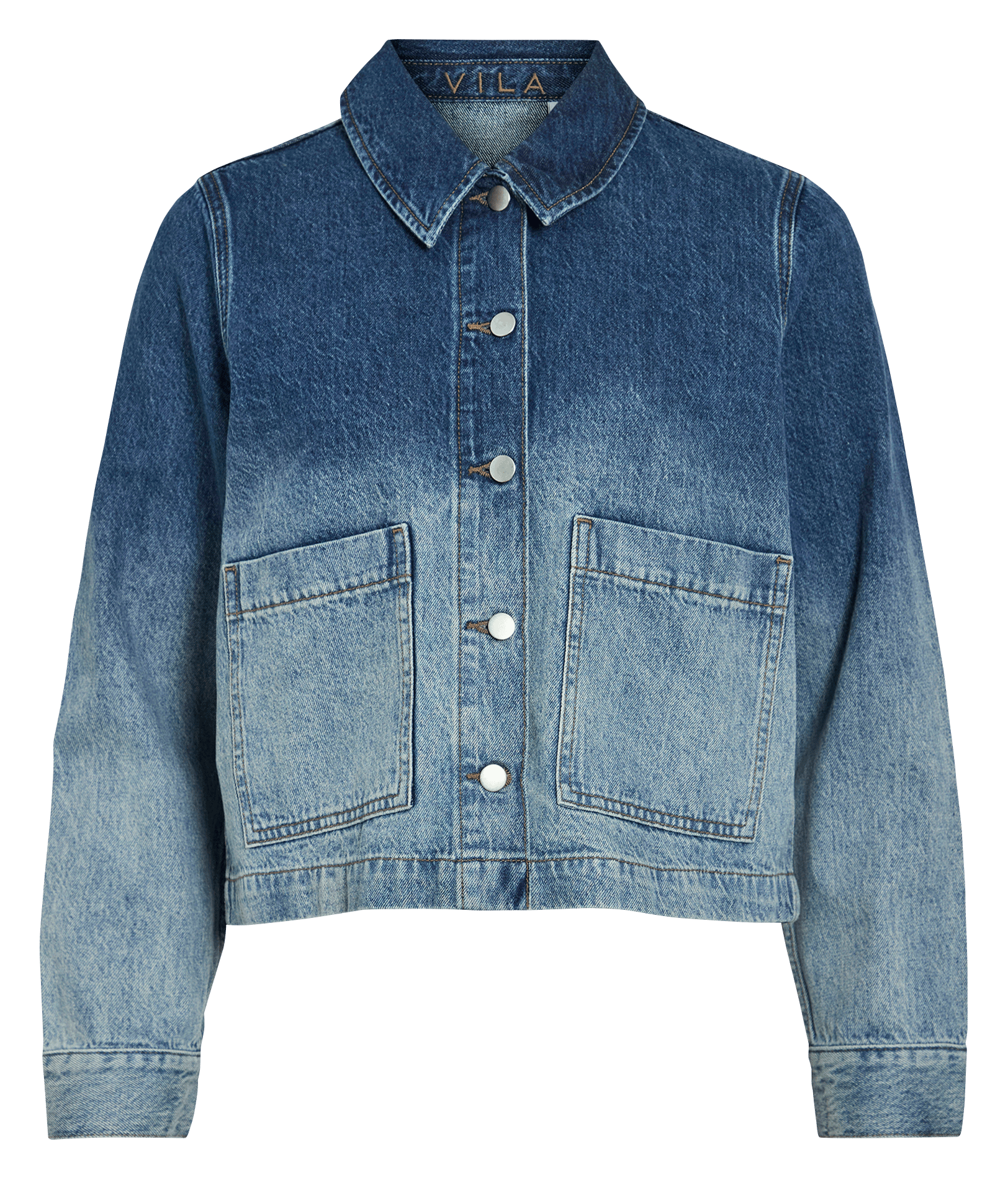 Straight cotton-blend jacket with classic collar VILA Blue