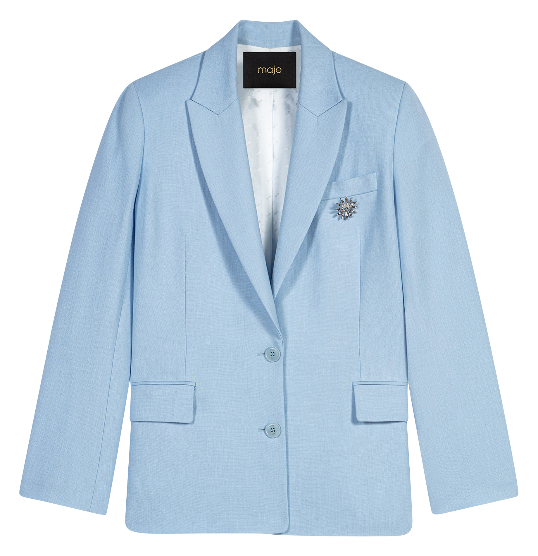 Solid straight blazer MAJE Blue