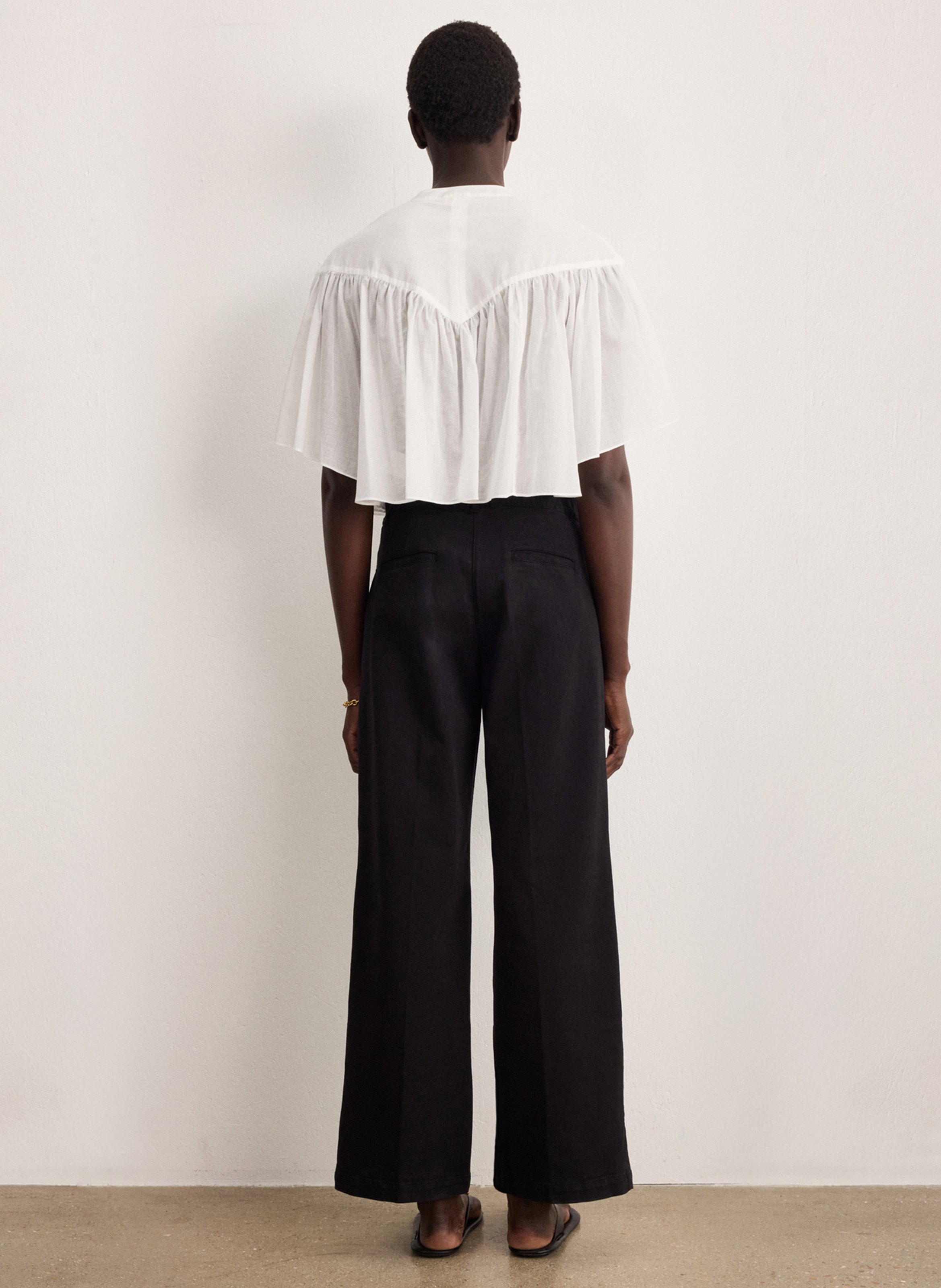 Loose-fit cotton shirt with round neck PABLO Beige