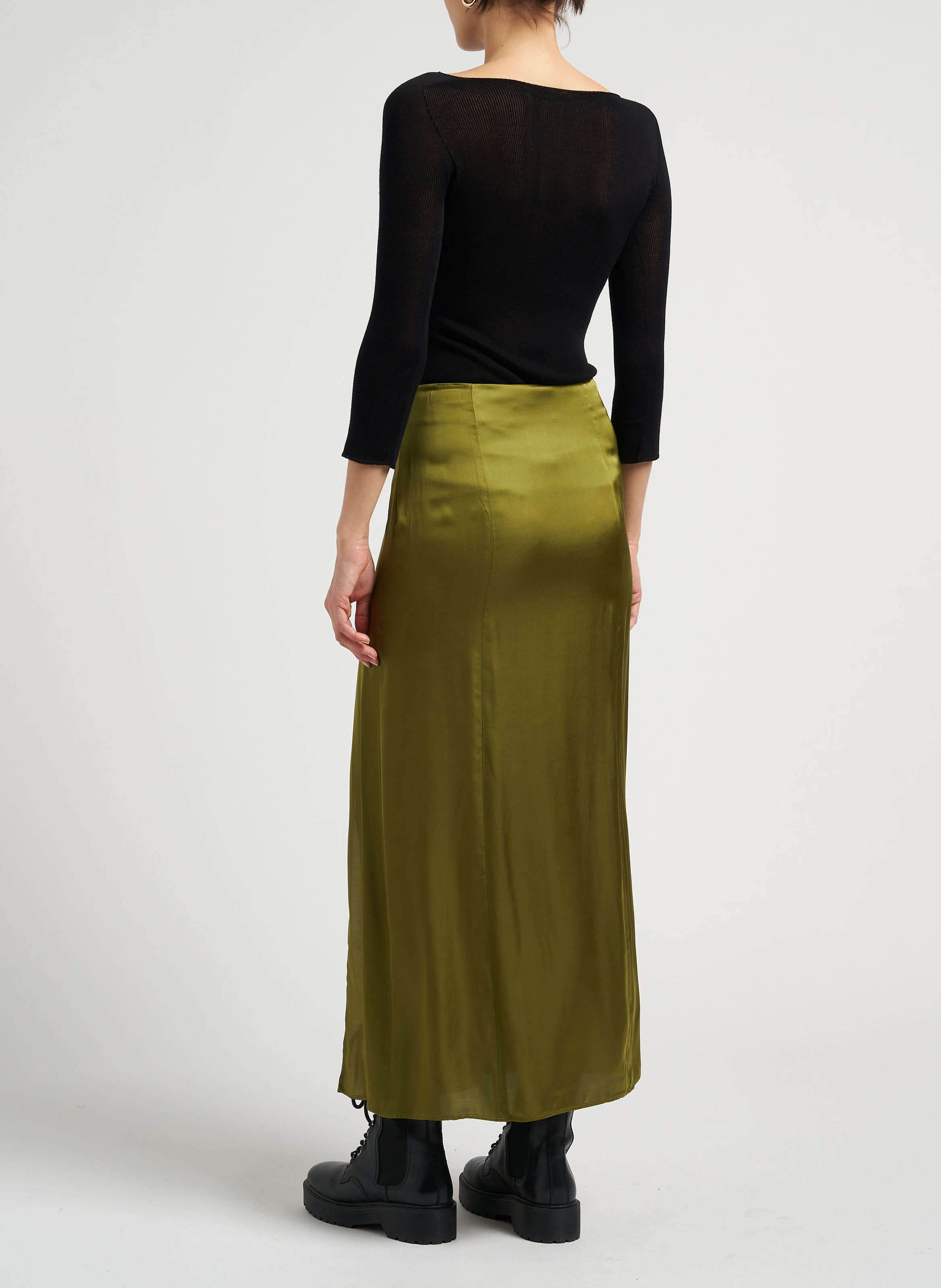 Lange, satijnen rok MAX&Co. Groen