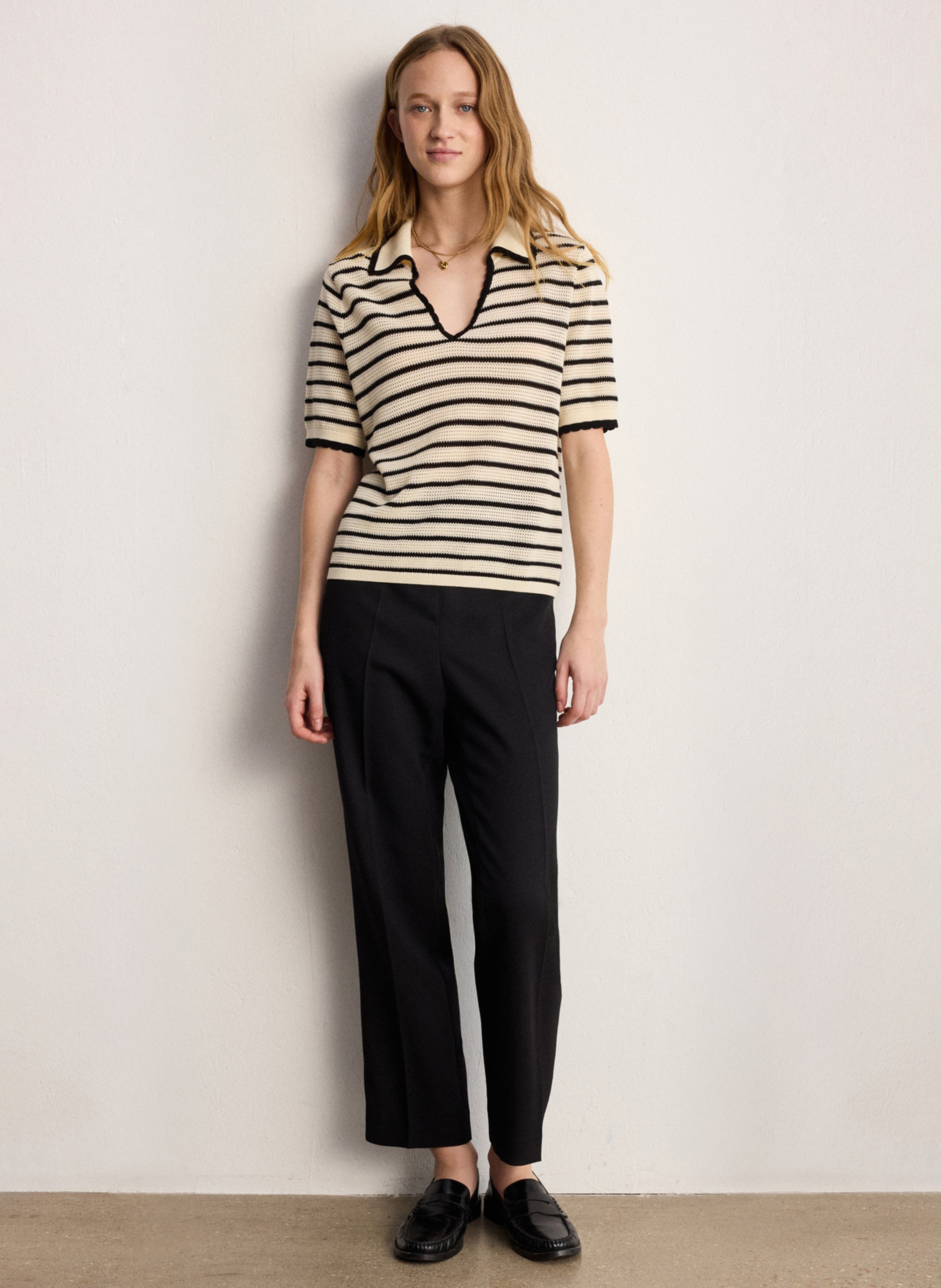 Pull droit à rayures PABLO Beige