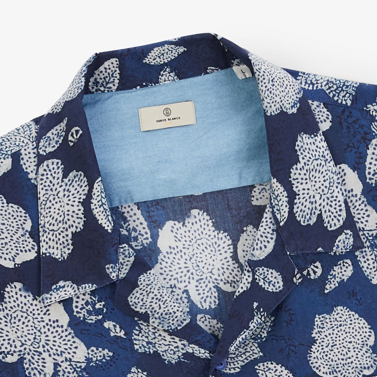Short-sleeved floral print cotton shirt SERGE BLANCO Blue