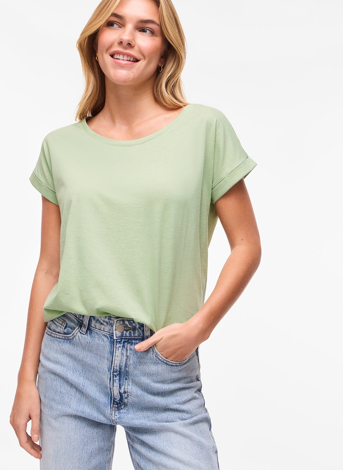 Tee-shirt col rond en coton mélangé  VILA Vert