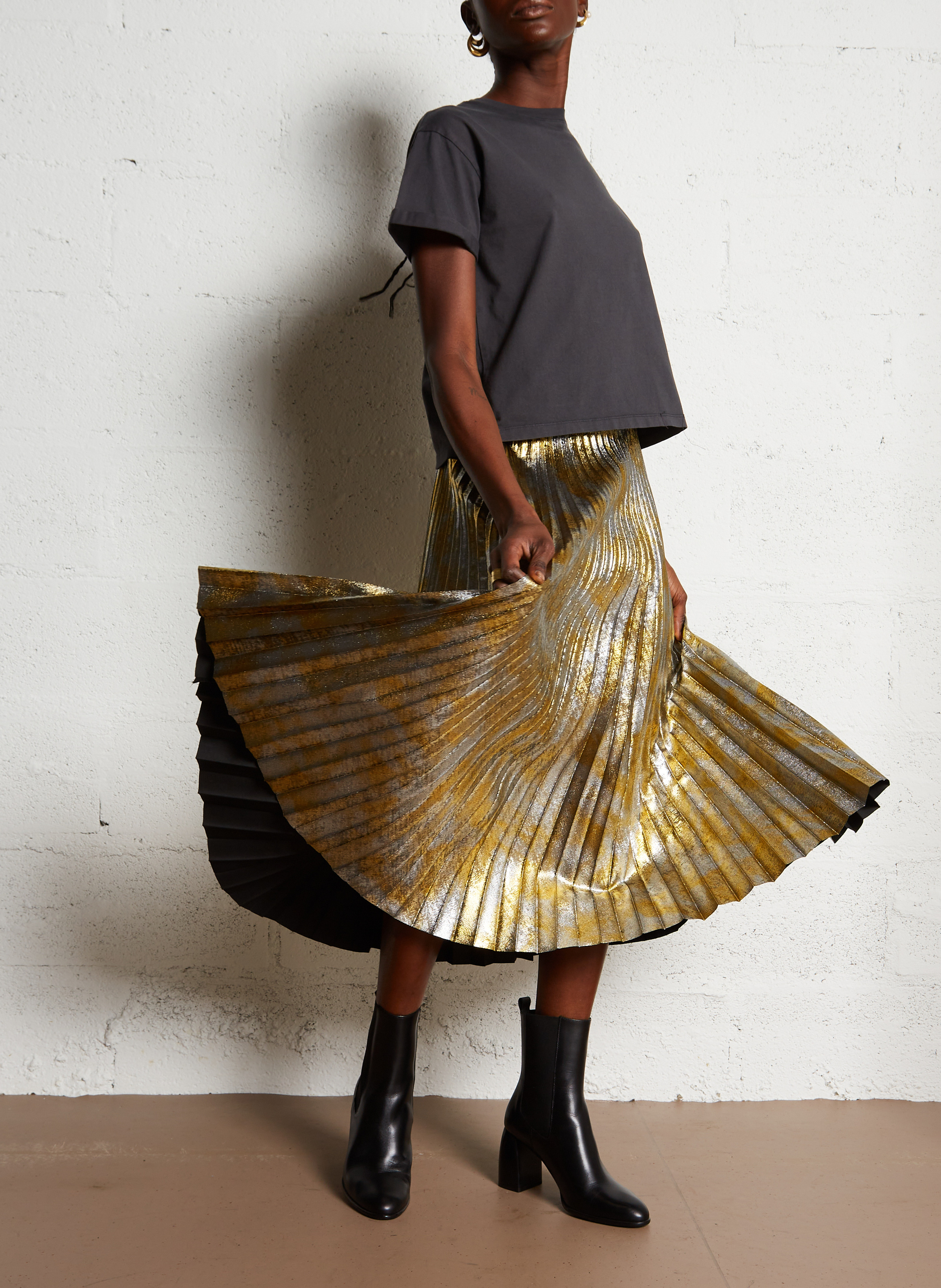 Tee-shirt col rond en coton BA&SH Noir