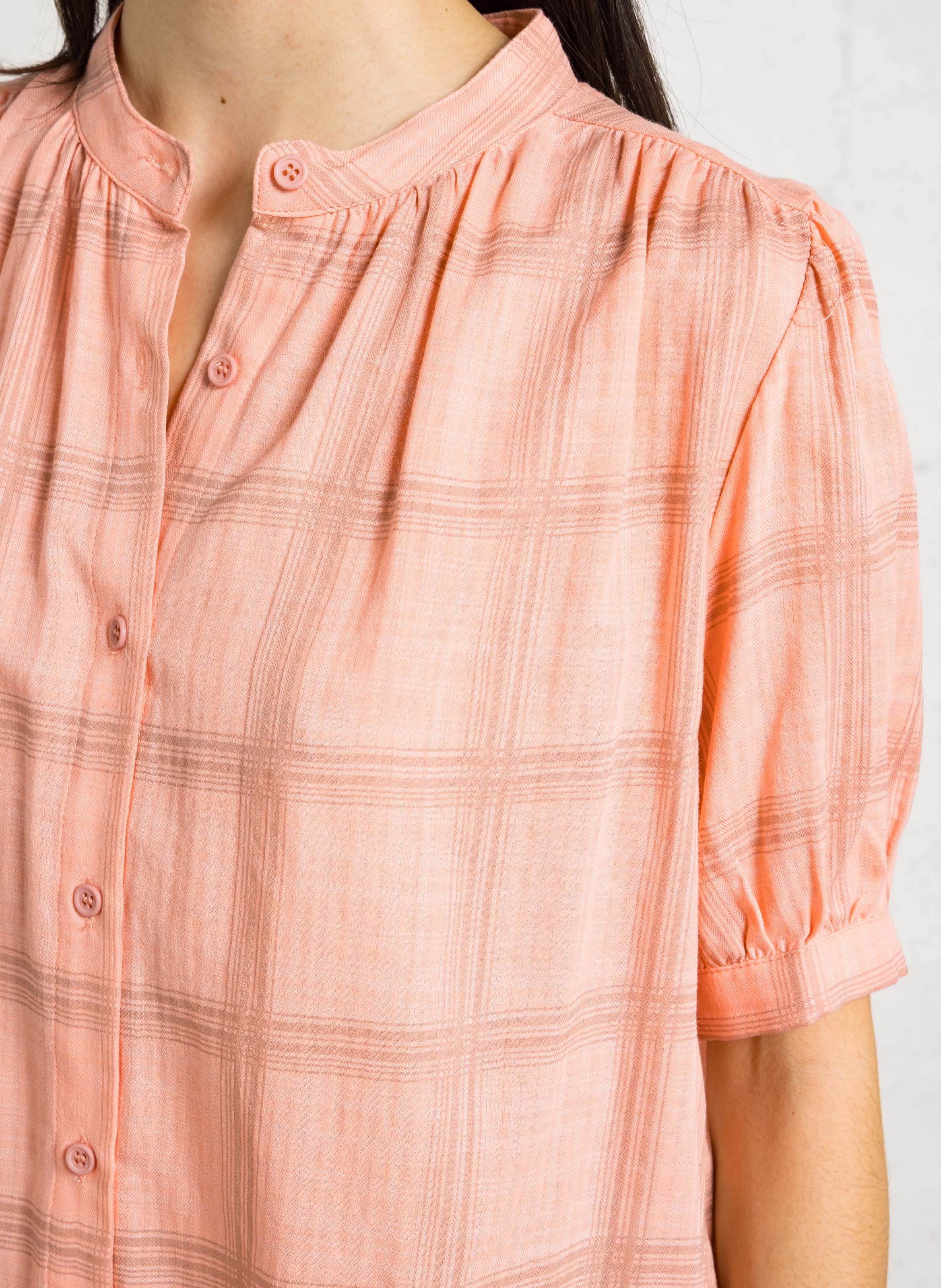 Oversized Mandarin Collar Shirt in Blended Cotton SEE U SOON Pink