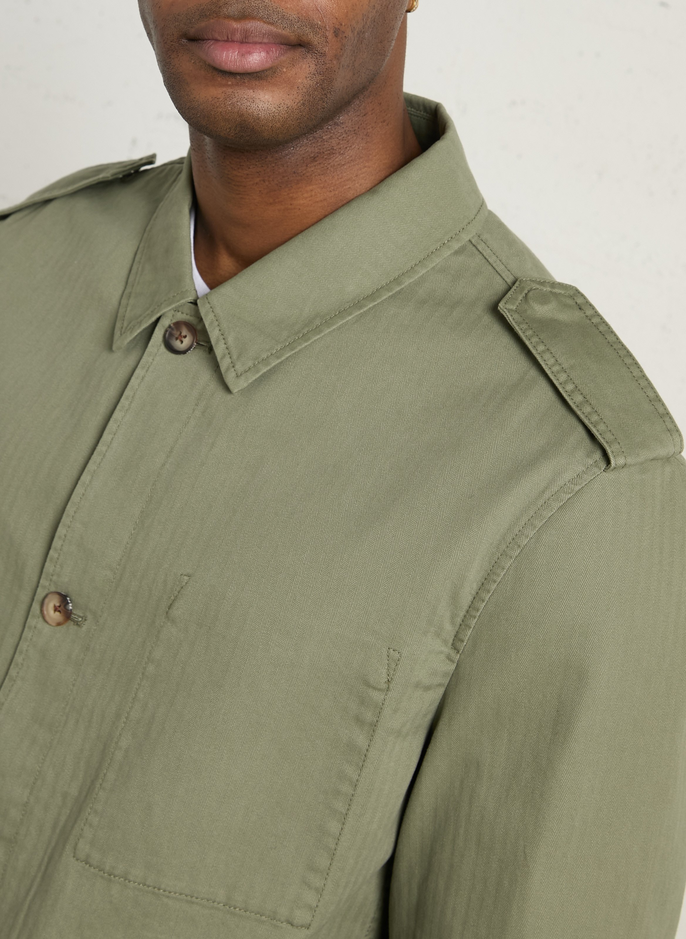 Cotton jacket with classic collar PEPE JEANS Green