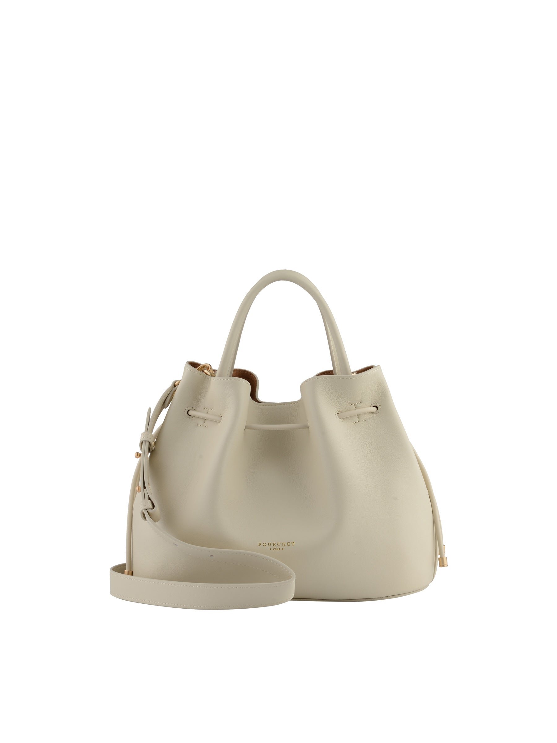 Calfskin leather handbag POURCHET Beige