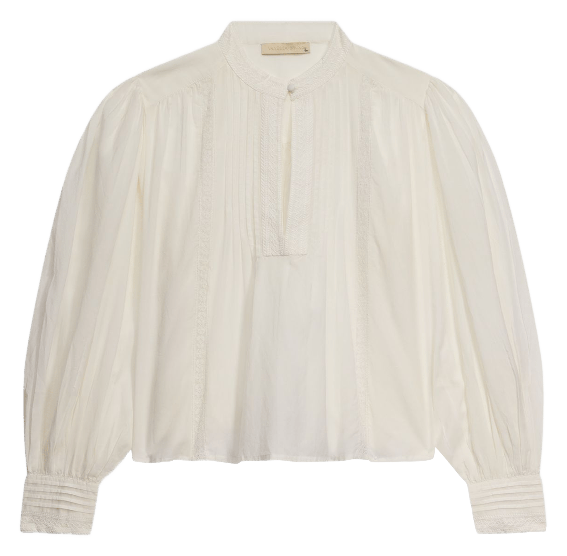 Blusa de mezcla de algodón con cuello de oficial VANESSA BRUNO Blanco