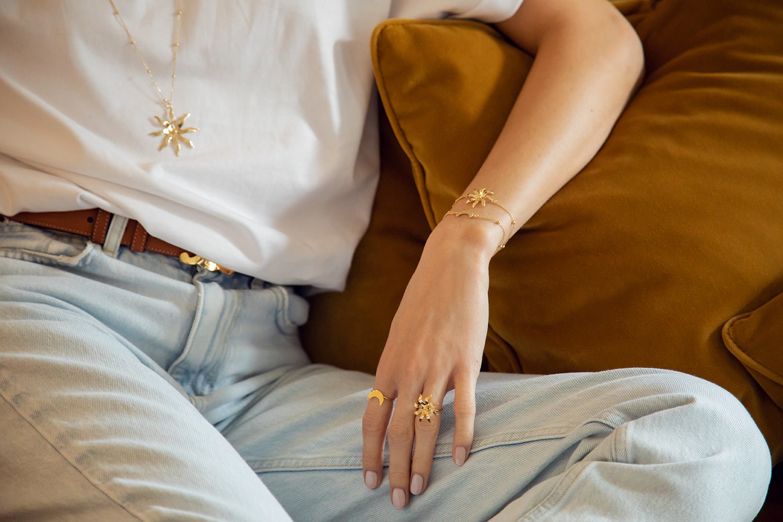 Silver plated sun ring MONSIEUR SIMONE Golden