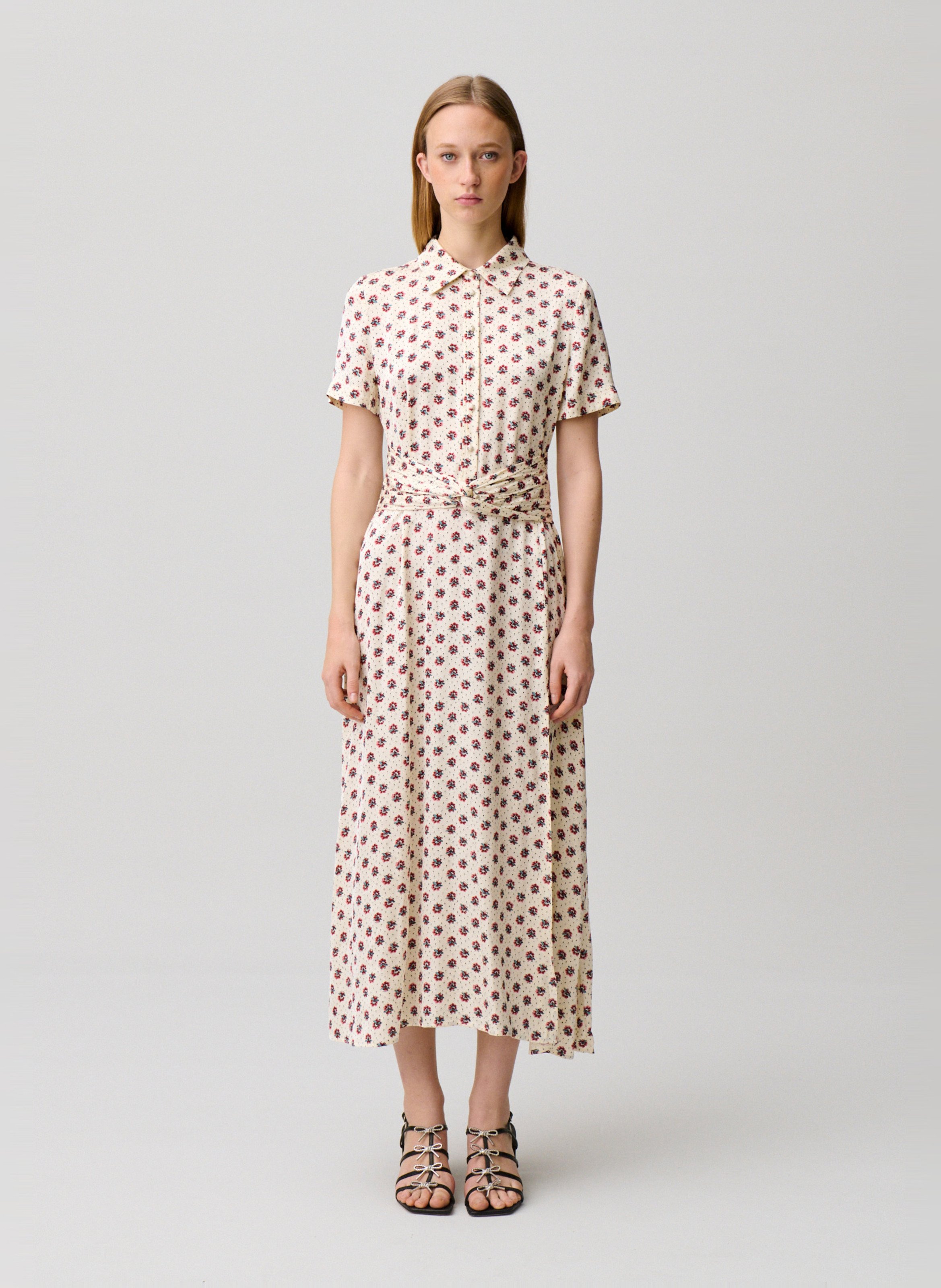 Robe midi drapée à motif CLAUDIE PIERLOT Multicolore