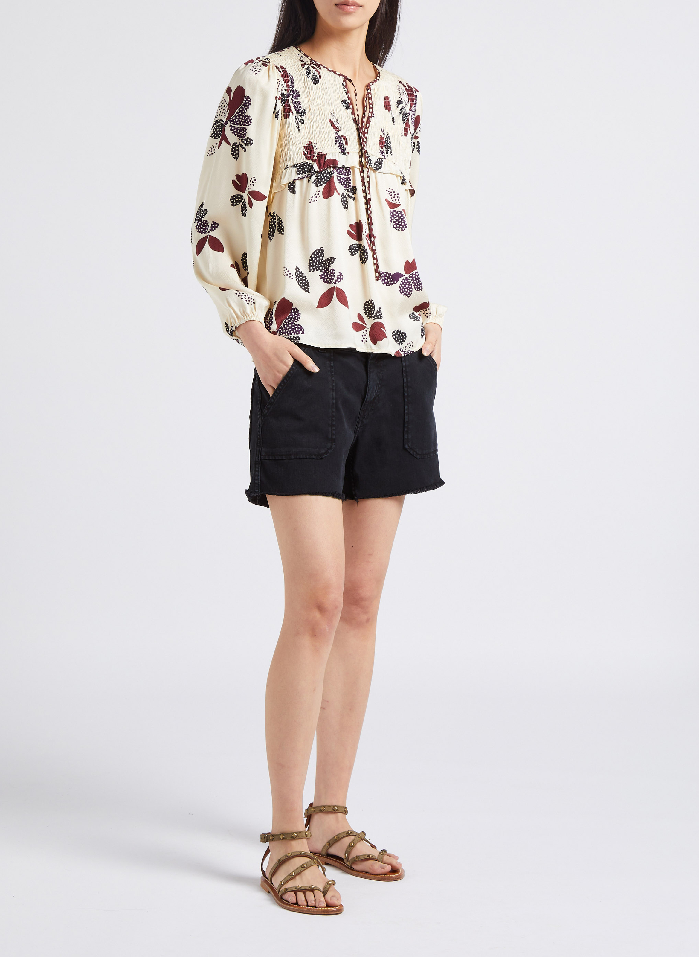 Short droit en denim stretch  ACQUAVERDE Noir
