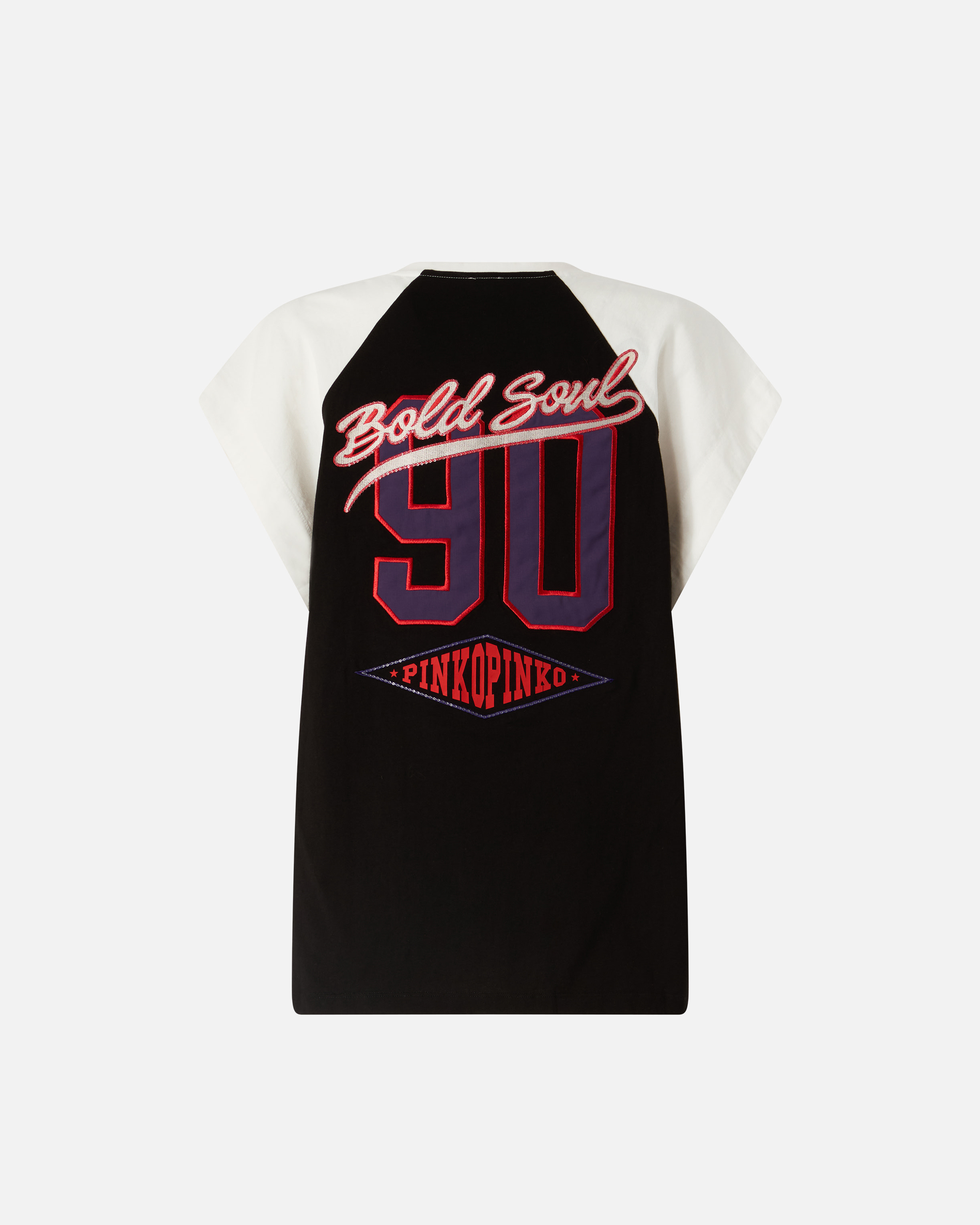 T-shirt col v avec écusson motif logo PINKO Multicolore