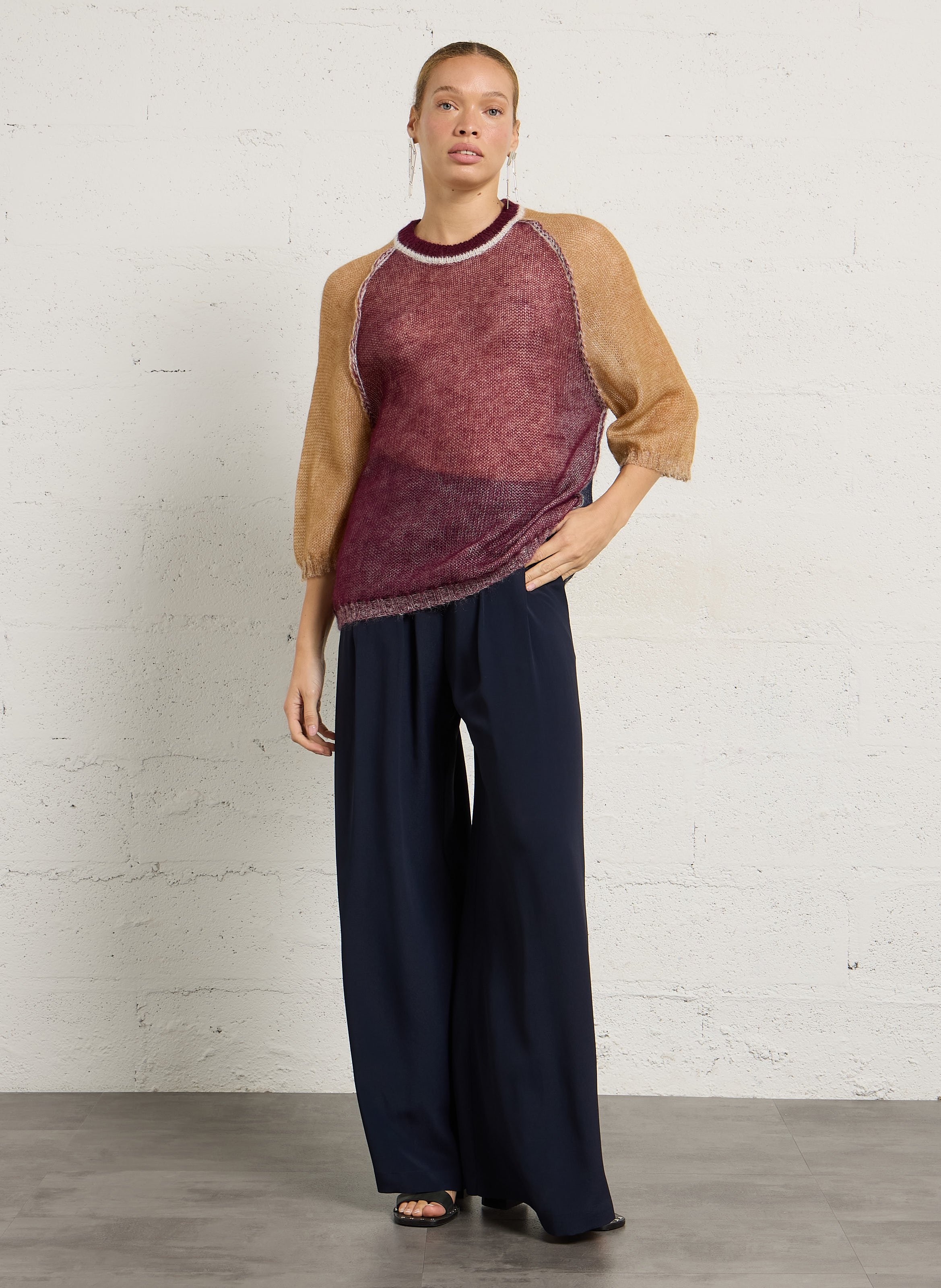 Pull col rond en mohair mélangé MOMONI Violet