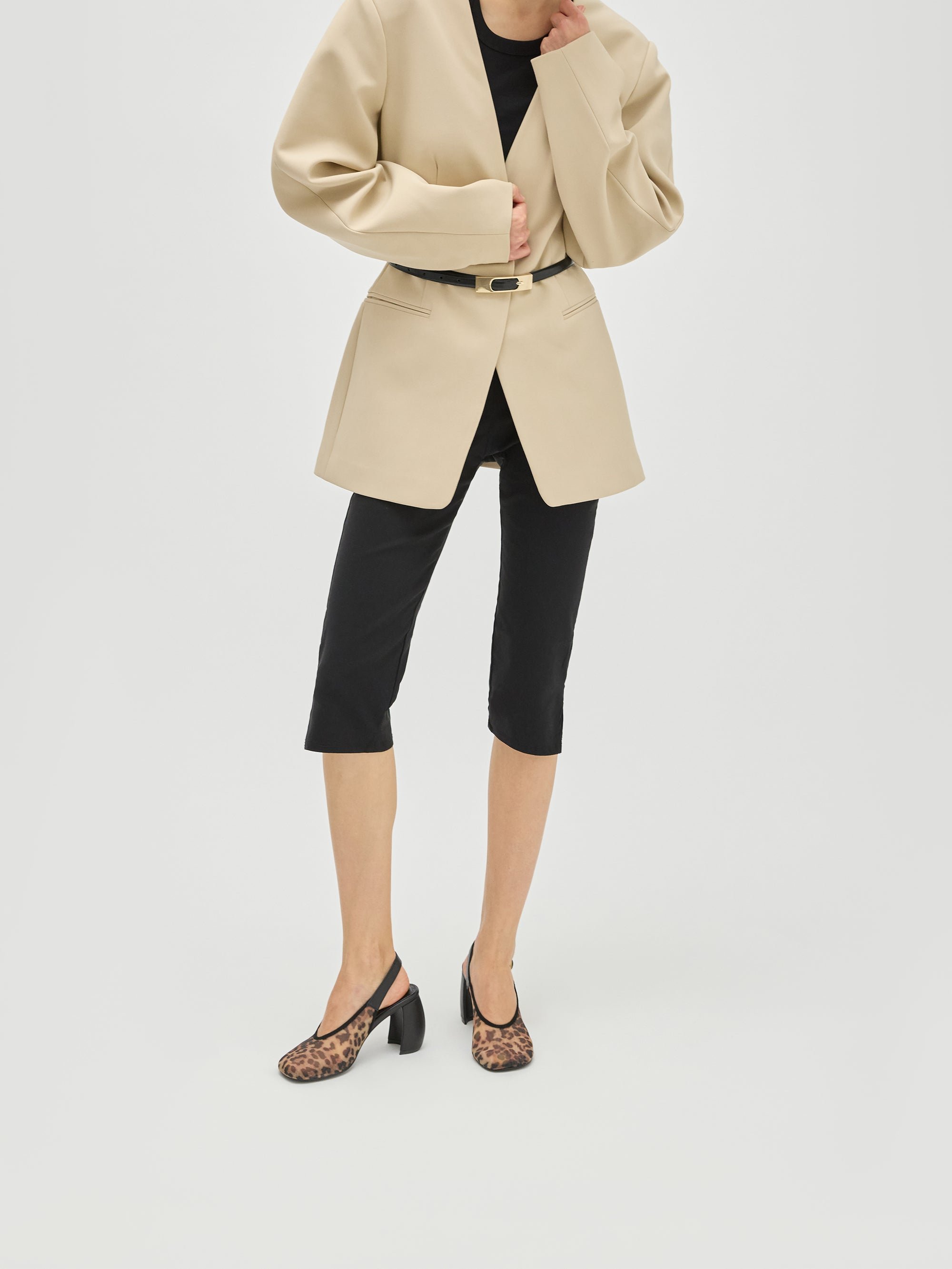 Escarpins slingback en cuir effet métallisé à talon demi-lune Multicolore