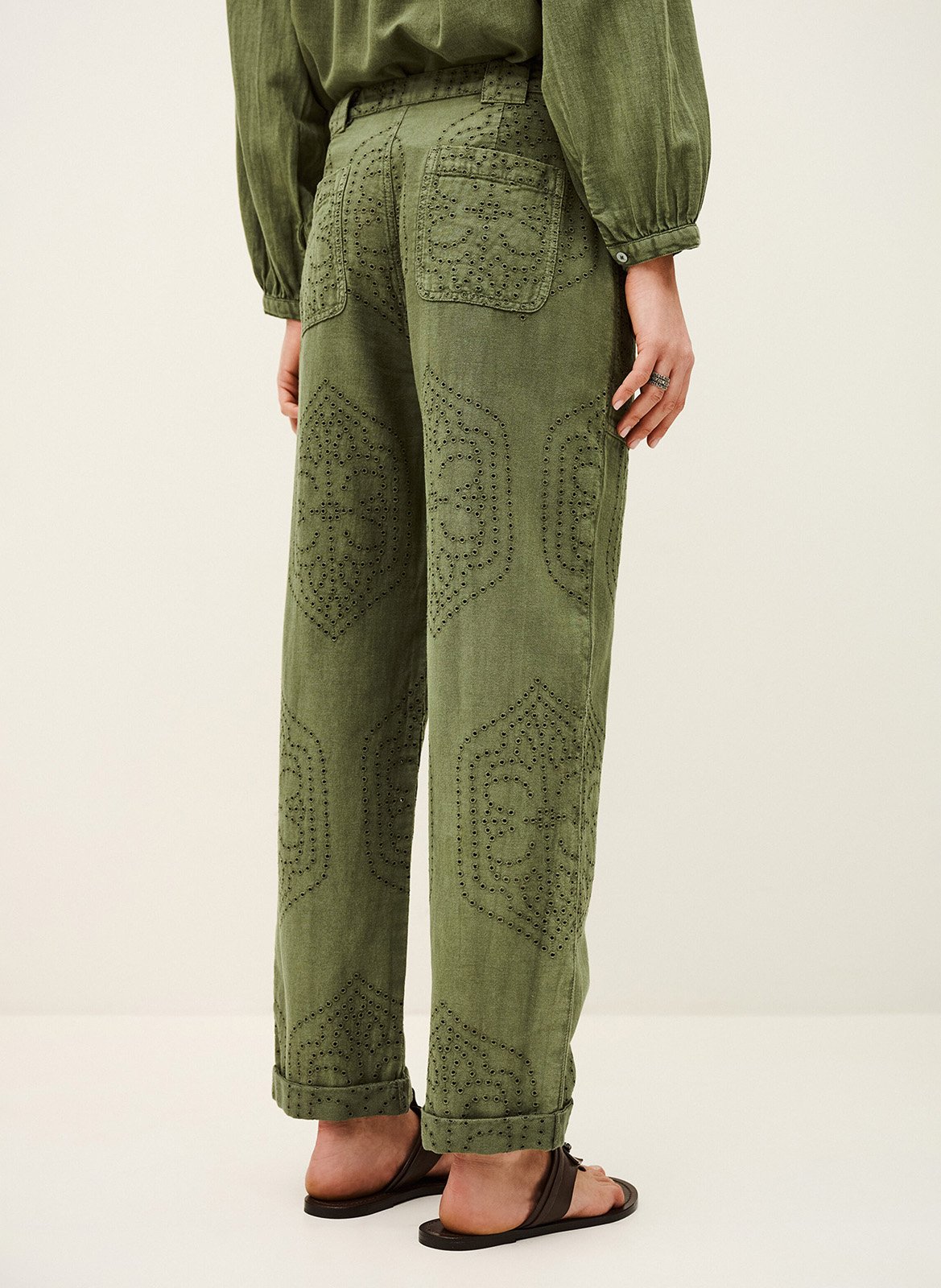 Pantalon droit en coton BA&SH Kaki