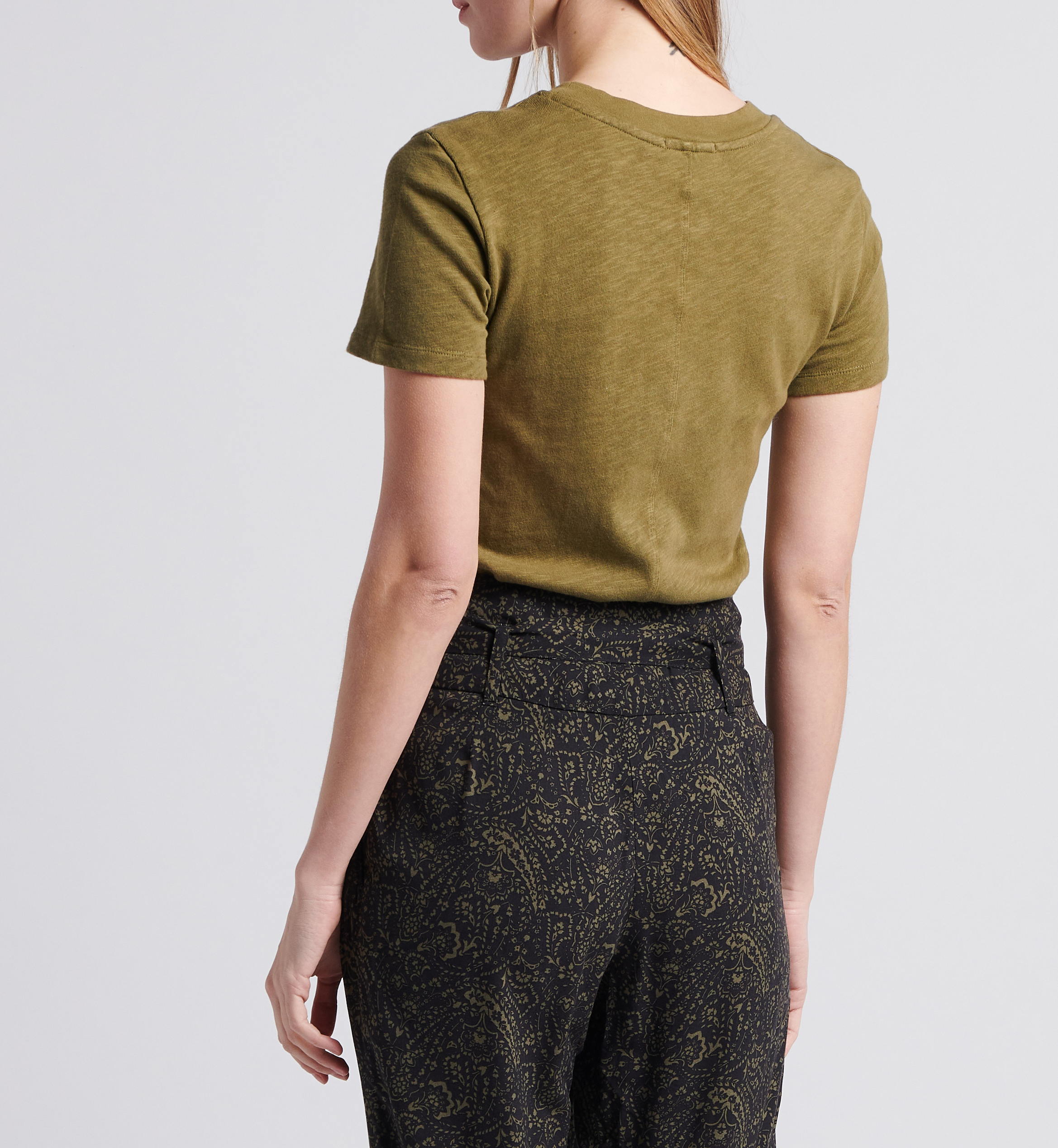 Recht, katoenen T-shirt met ronde hals AMERICAN VINTAGE Kaki