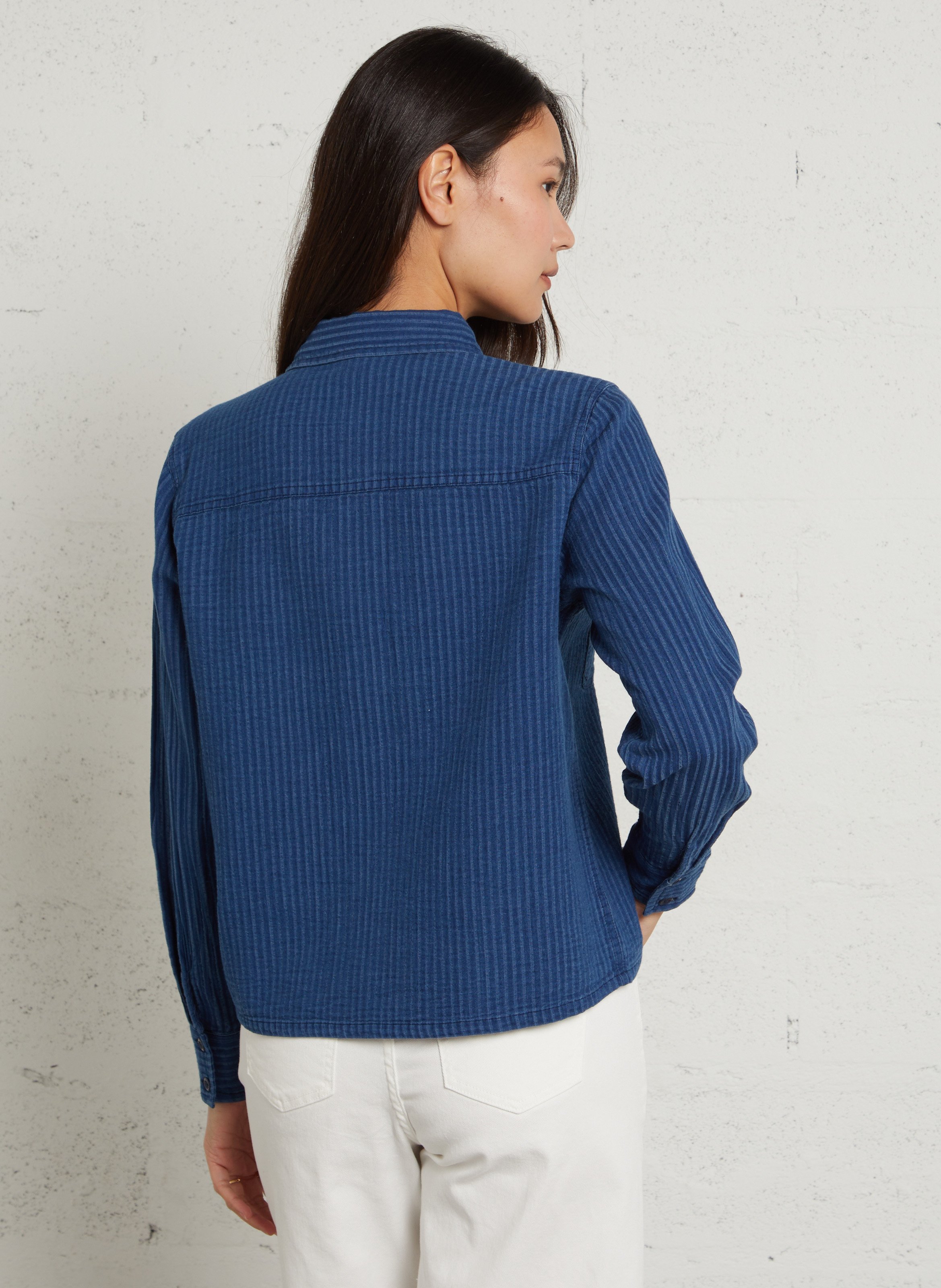 Chemise en coton col classique MAISON 123 Bleu