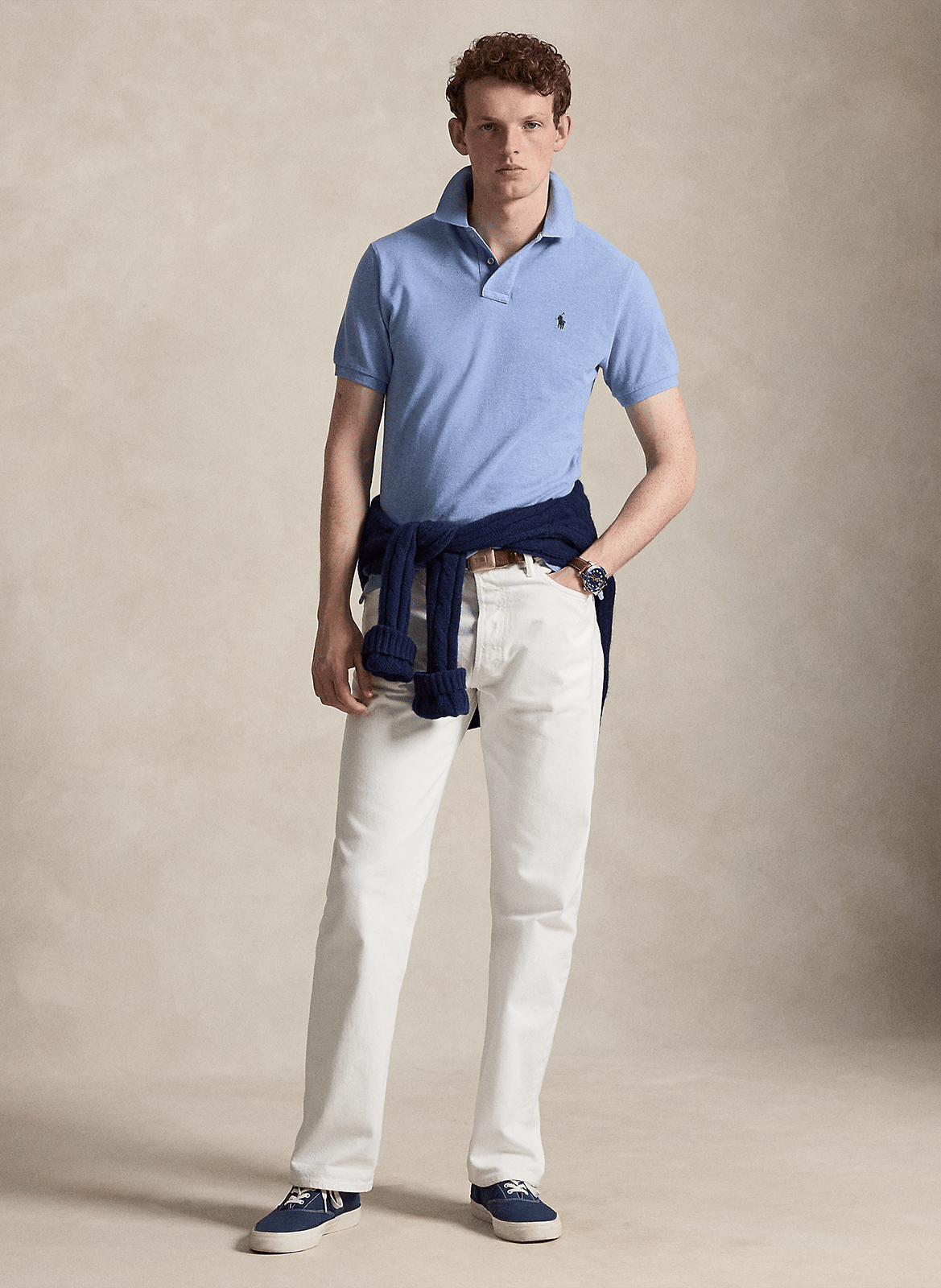 Slim-fit cotton piqué polo shirt POLO RALPH LAUREN Blue