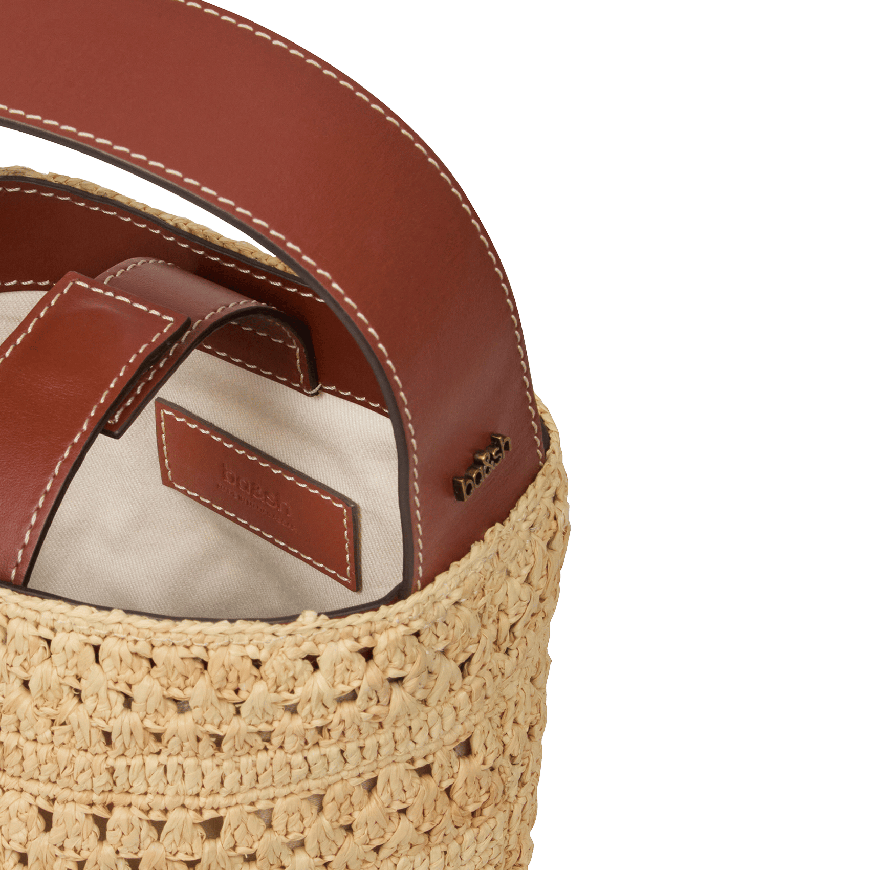 Sac seau en raphia BA&SH Marron