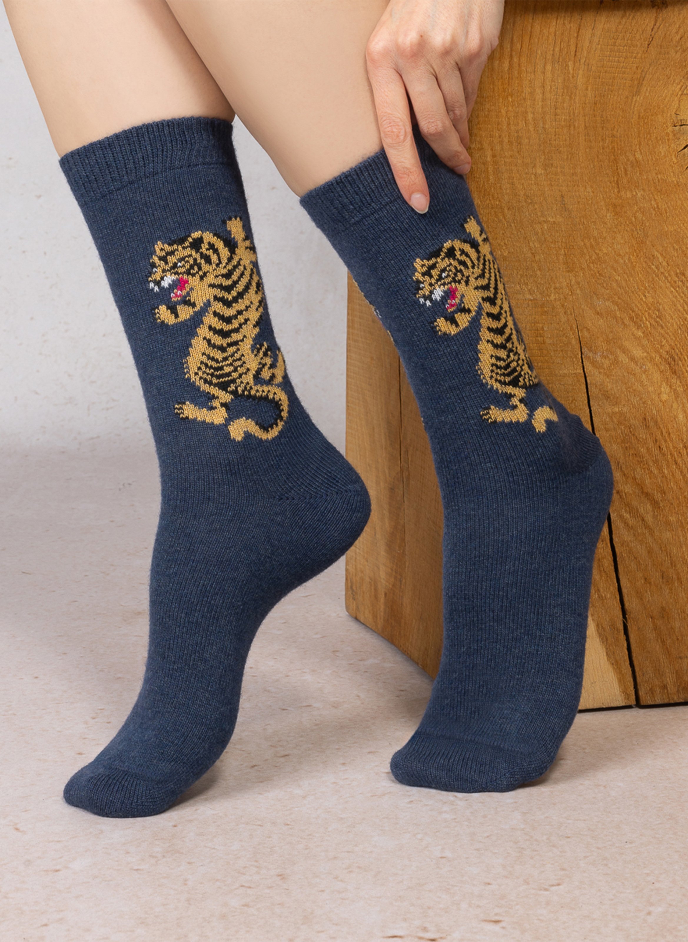 Chaussettes à imprimé tigre BLEUFORET Bleu