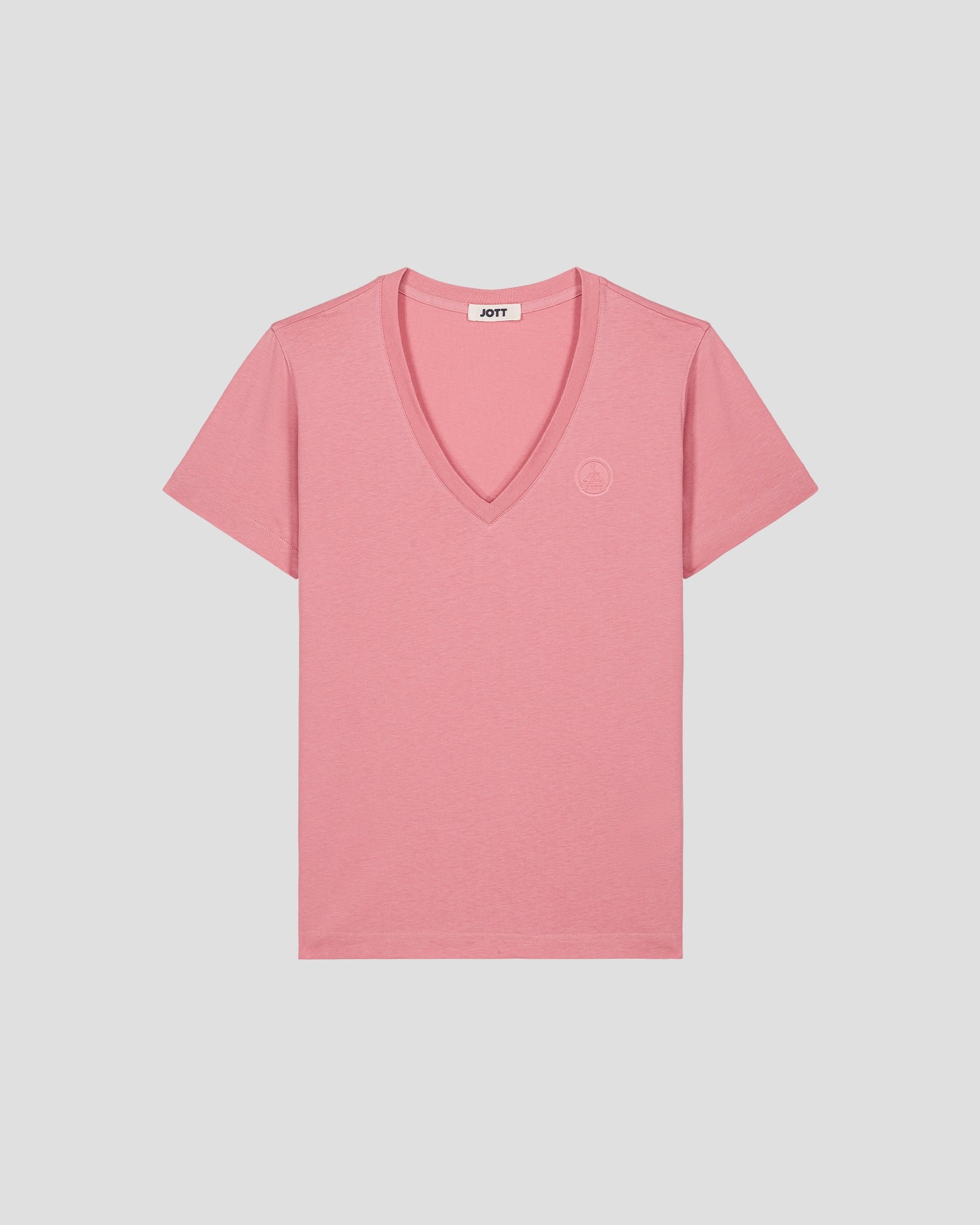 Solid V-neck cotton t-shirt Sofia 2.0 JOTT Pink