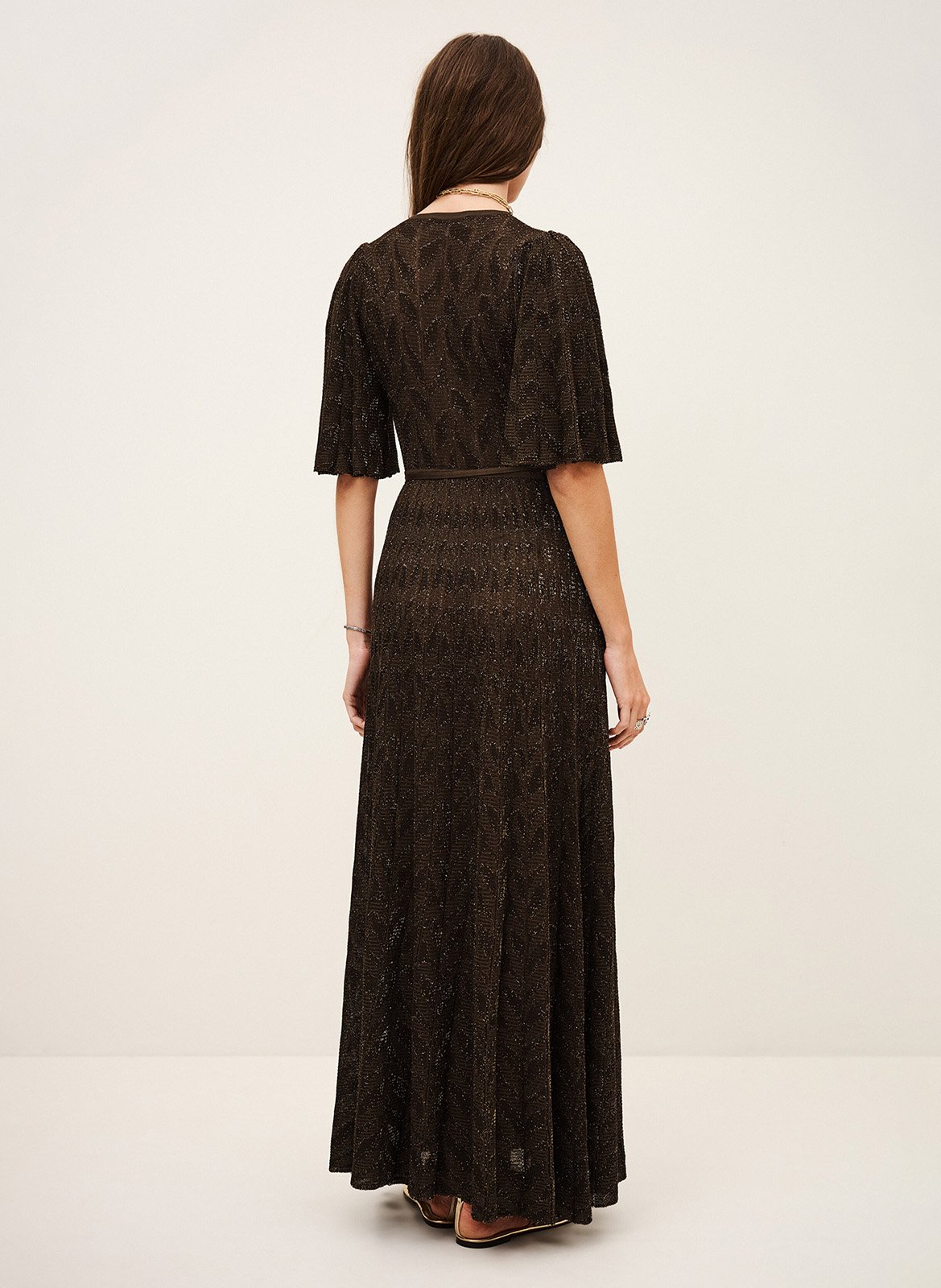 Robe longue portefeuille à paillettes BA&SH Bruin