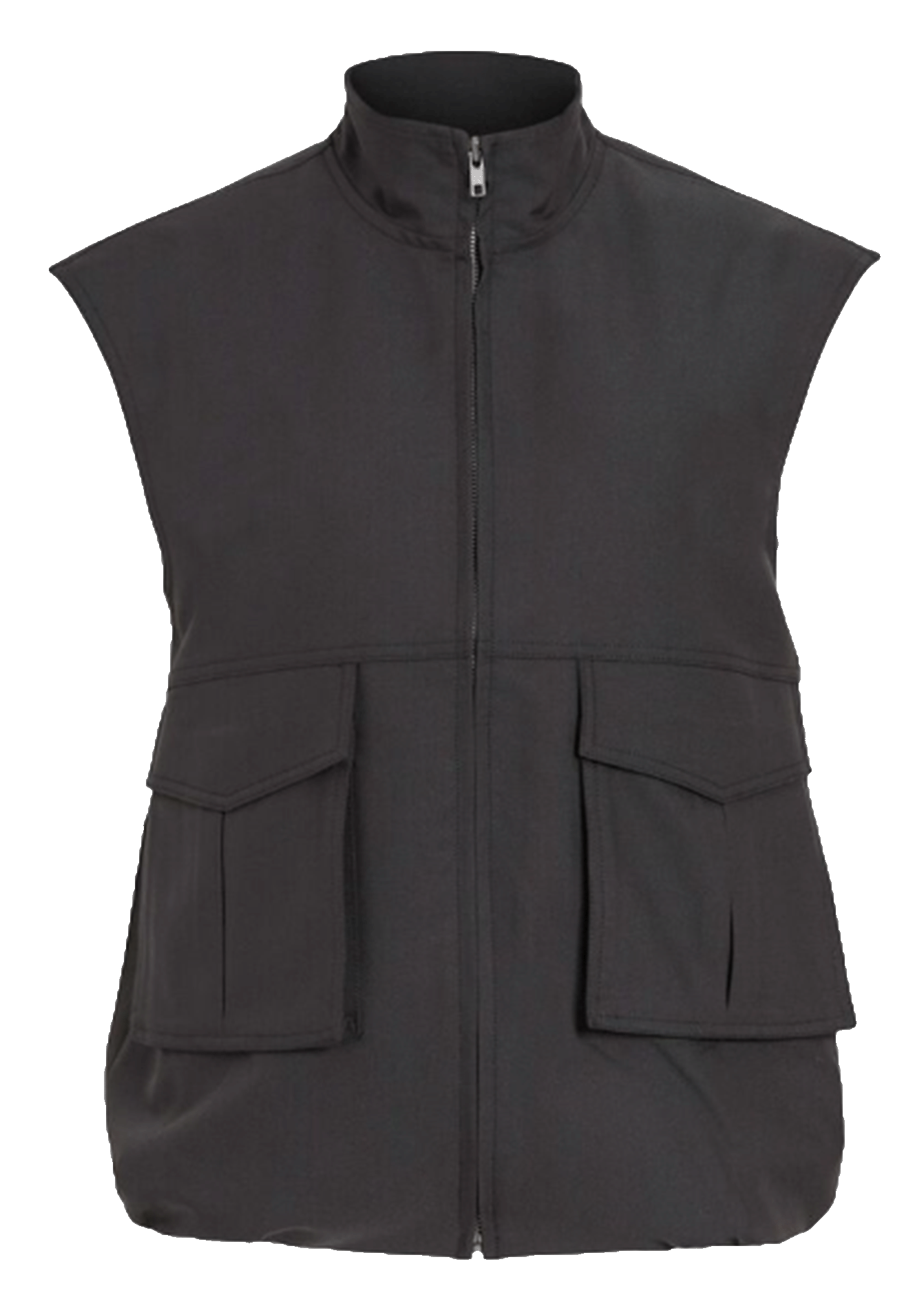 Wijdvallend mouwloos vest in effen kleur. ROUGE EDIT Grijs