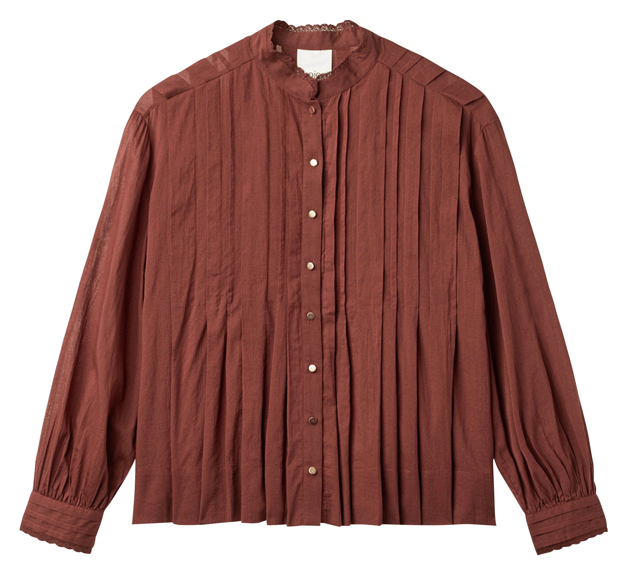Gerade geschnittene Baumwollbluse mit viktorianischem Kragen PROJECT-AJ117 Rot