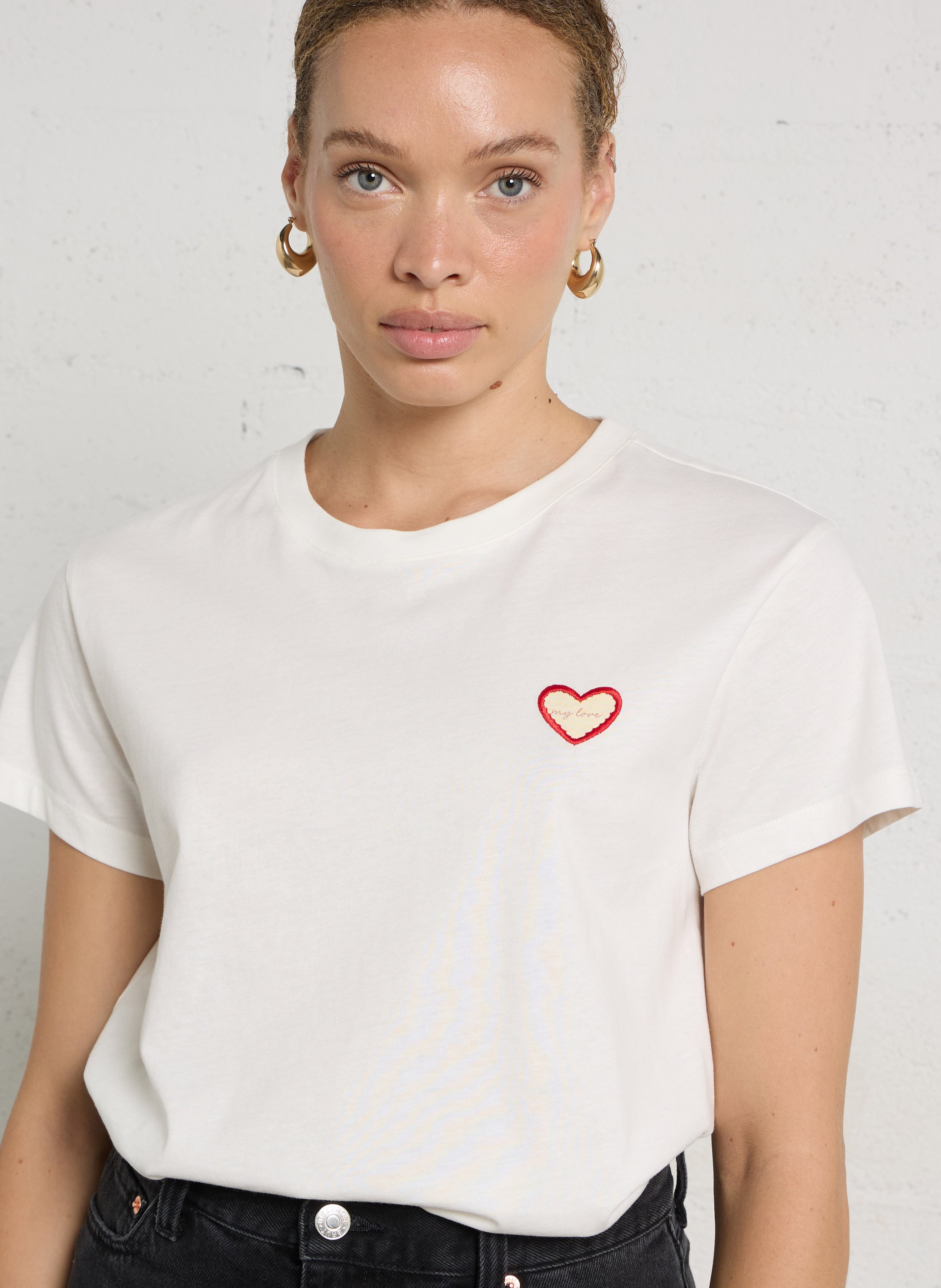 Regular-fit, katoenen T-shirt met ronde hals DES PETITS HAUTS Beige